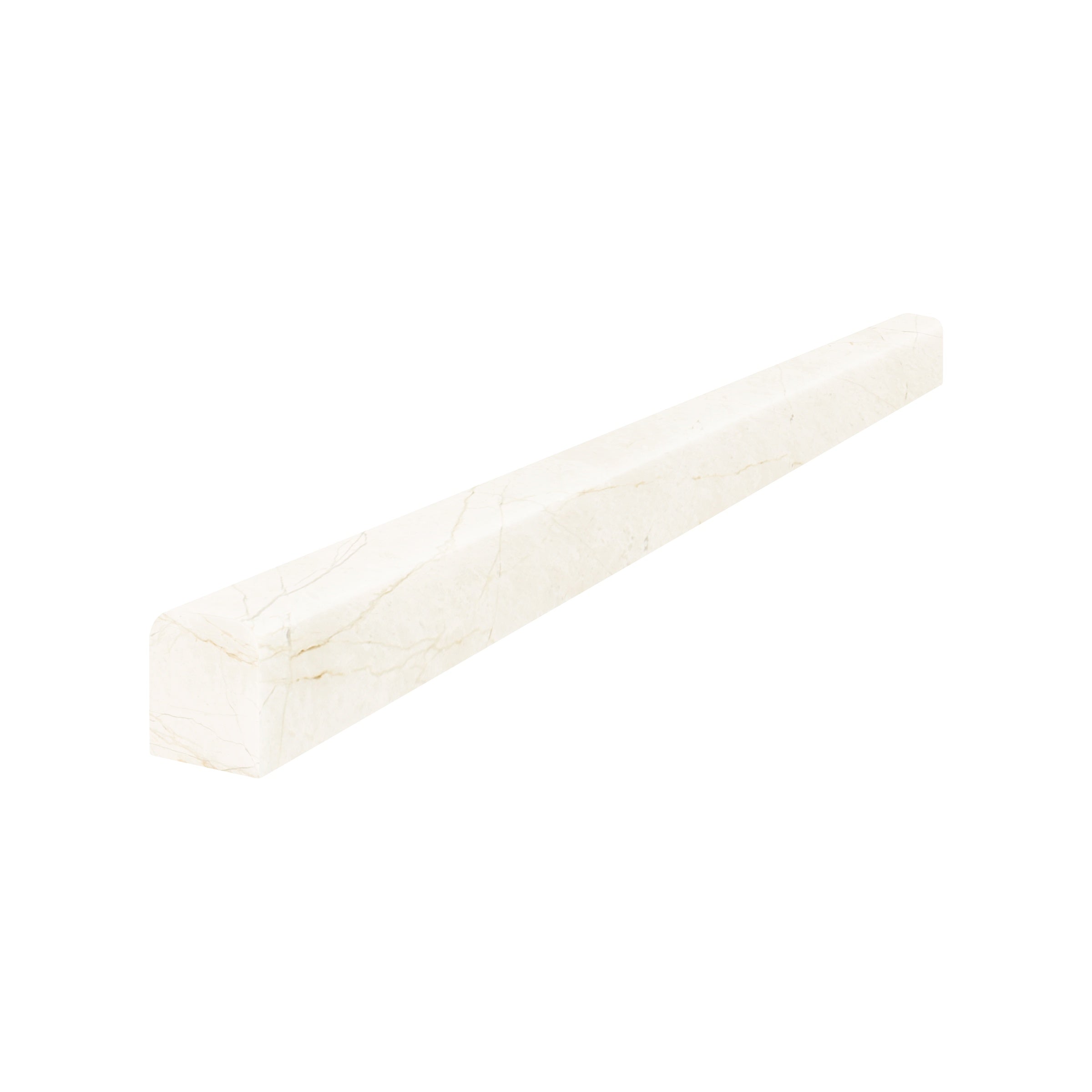 Avorio Crema marble trim by Anatolia, top-down product view, 1/2"×12"×5/8" size. Turkish marble for floors and walls.