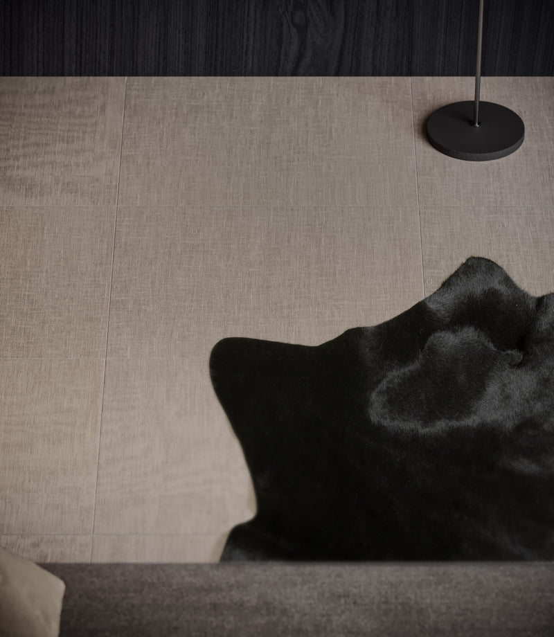 Anatolia Belgian Linen Fog matte porcelain tile in a room setting — available at Surface Group lifestyle image