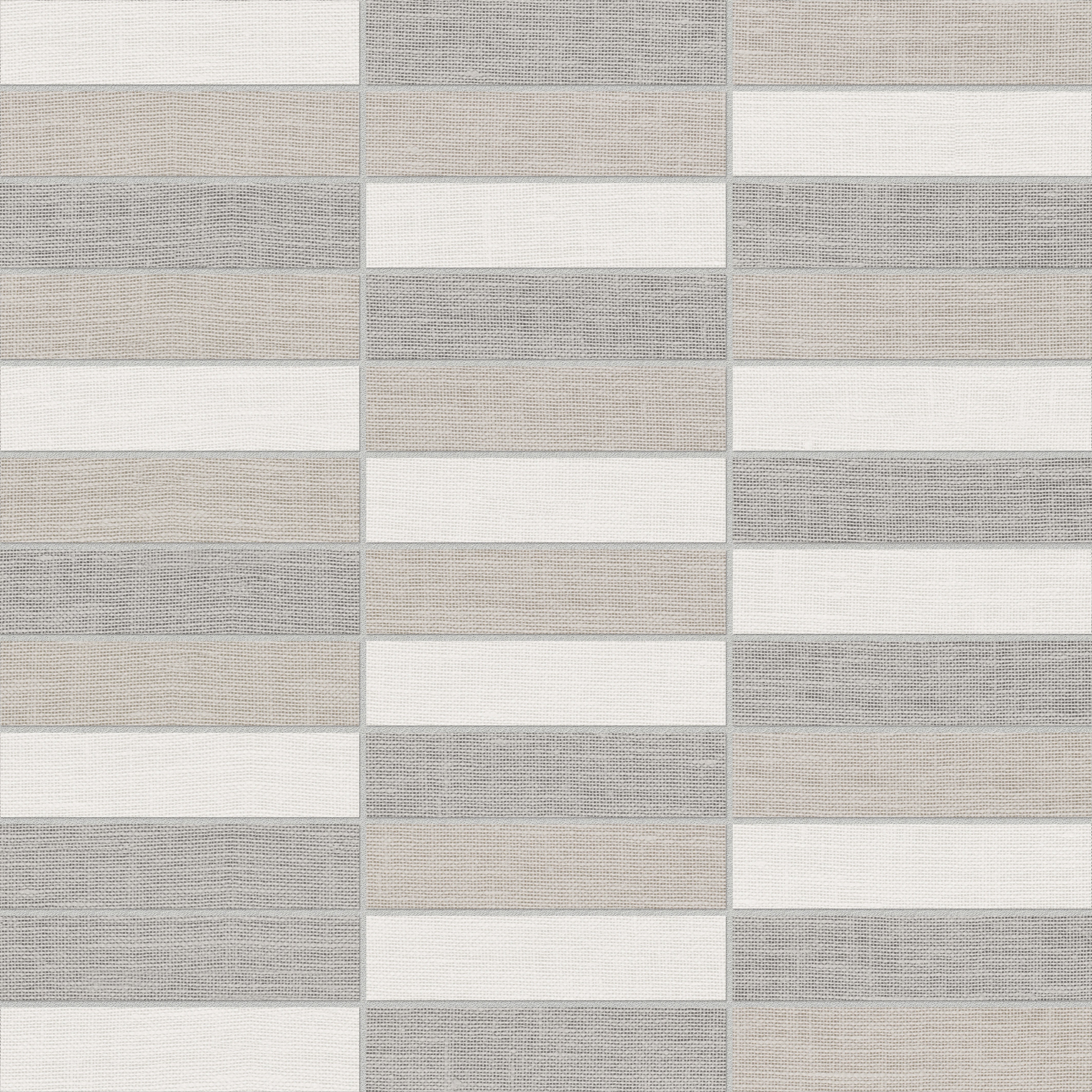 Belgian Linen Light Blend porcelain mosaic by Anatolia, top-down product view, 11 23/32"×11 23/32"×11/32" size. Malaysian porcelain for floors and walls.