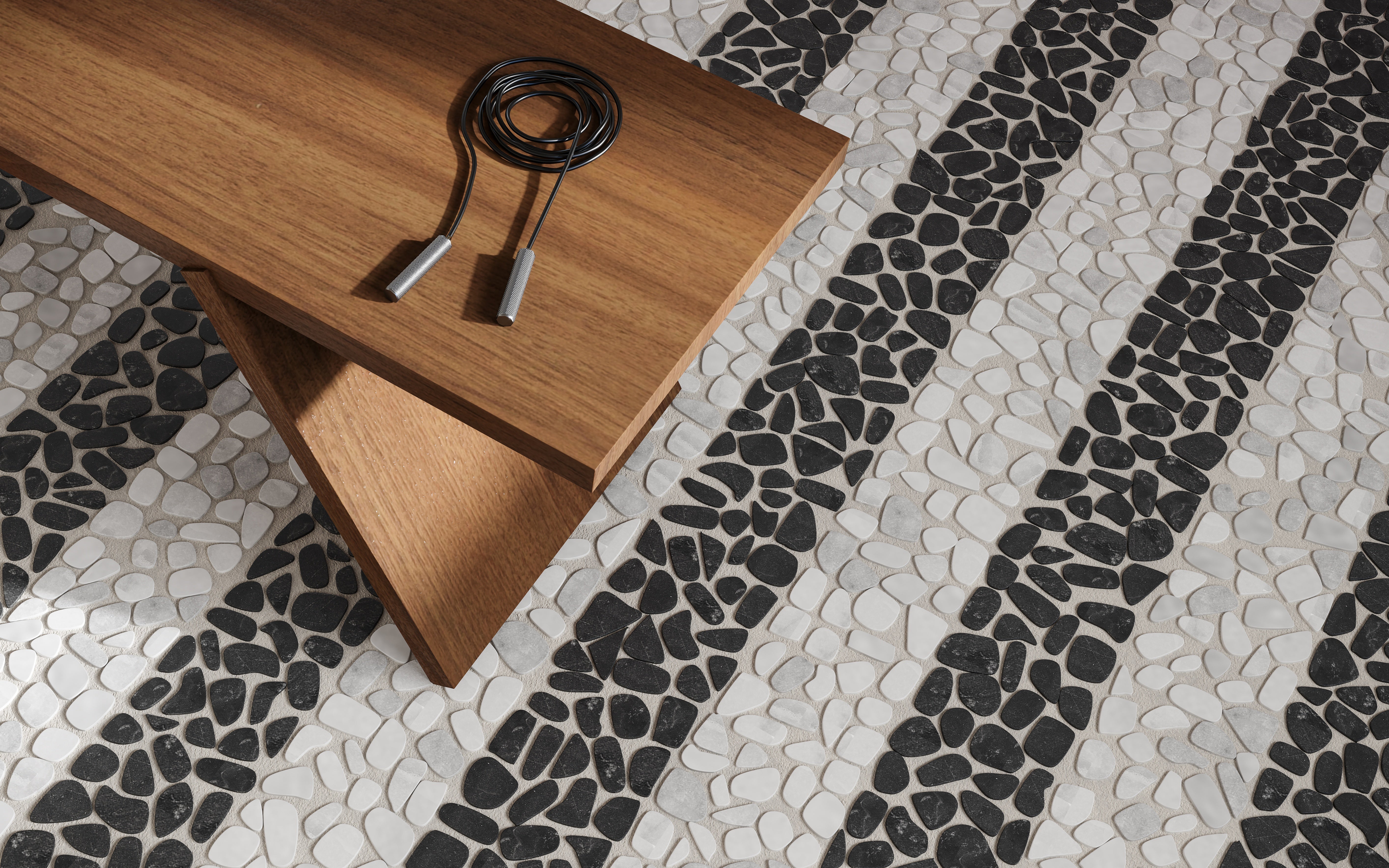 Cabana Galaxy marble mosaic by Anatolia, top-down product view, 12"×12"×5/16" size. Chinese marble for floors and walls.
