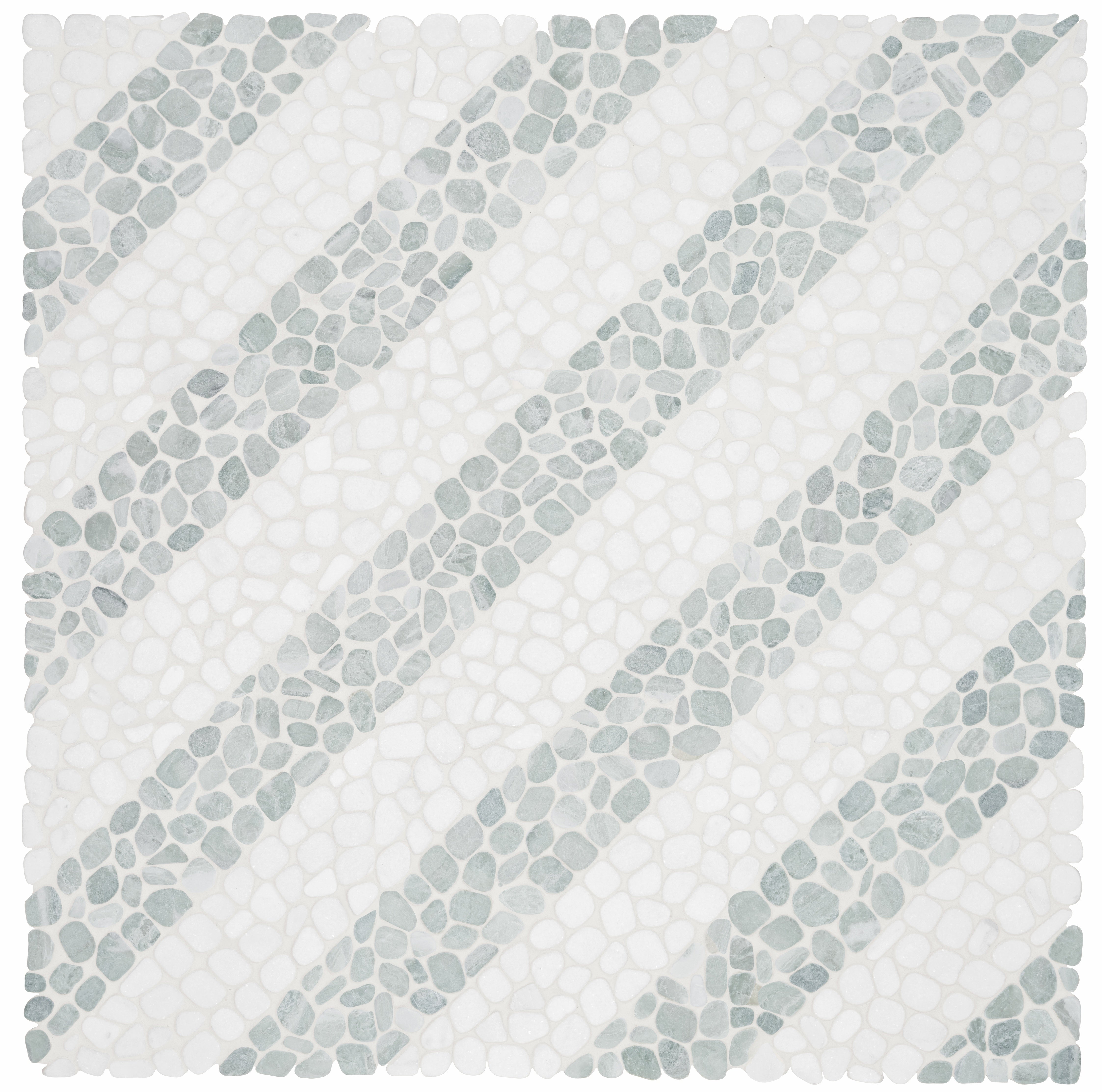Cabana Jade marble mosaic by Anatolia, top-down product view, 12"×12"×5/16" size. Chinese marble for floors and walls.