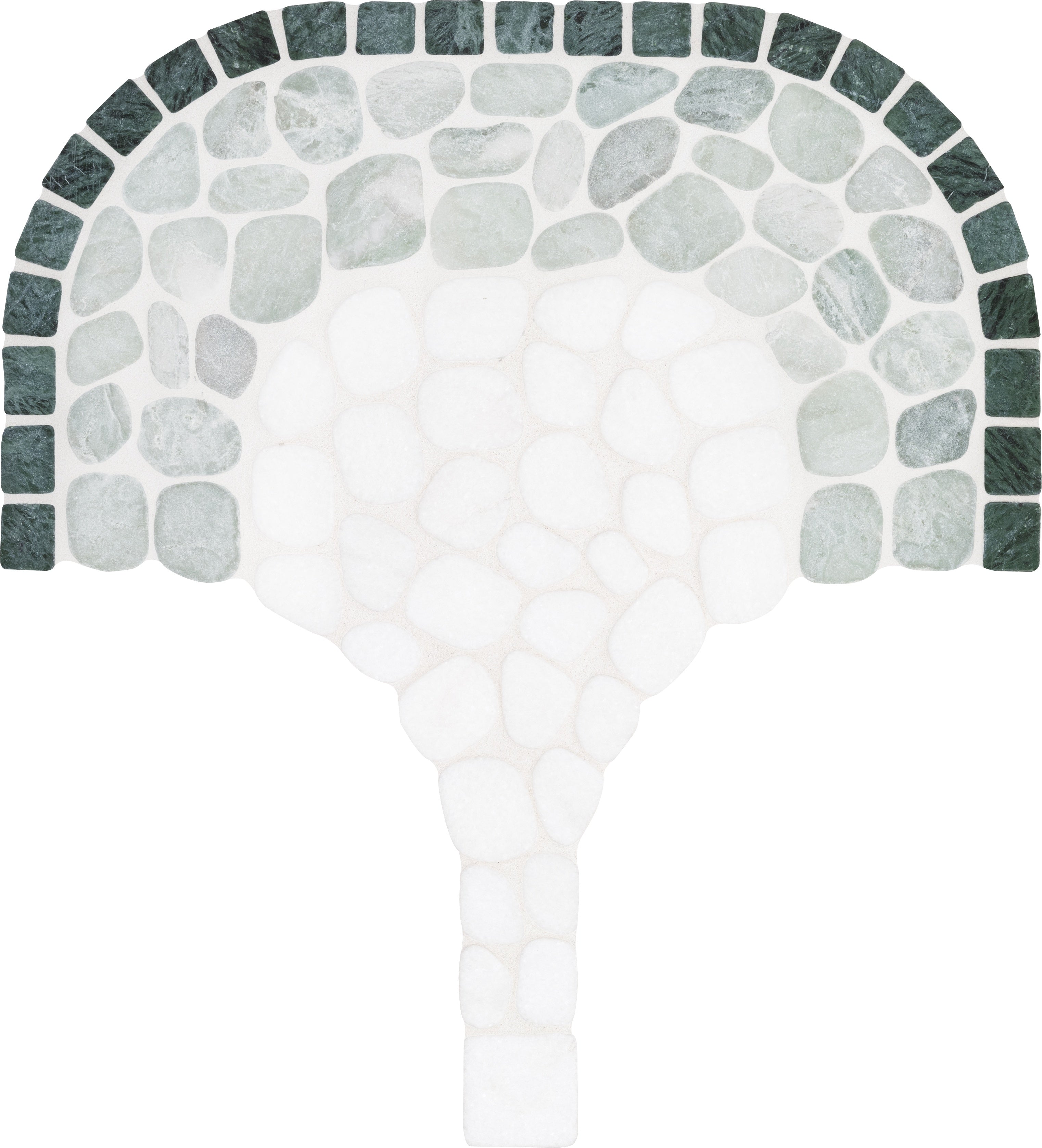 Cabana Jade marble mosaic by Anatolia, top-down product view, 7 13/16"×15 3/8"×5/16" size. Chinese marble for floors and walls.
