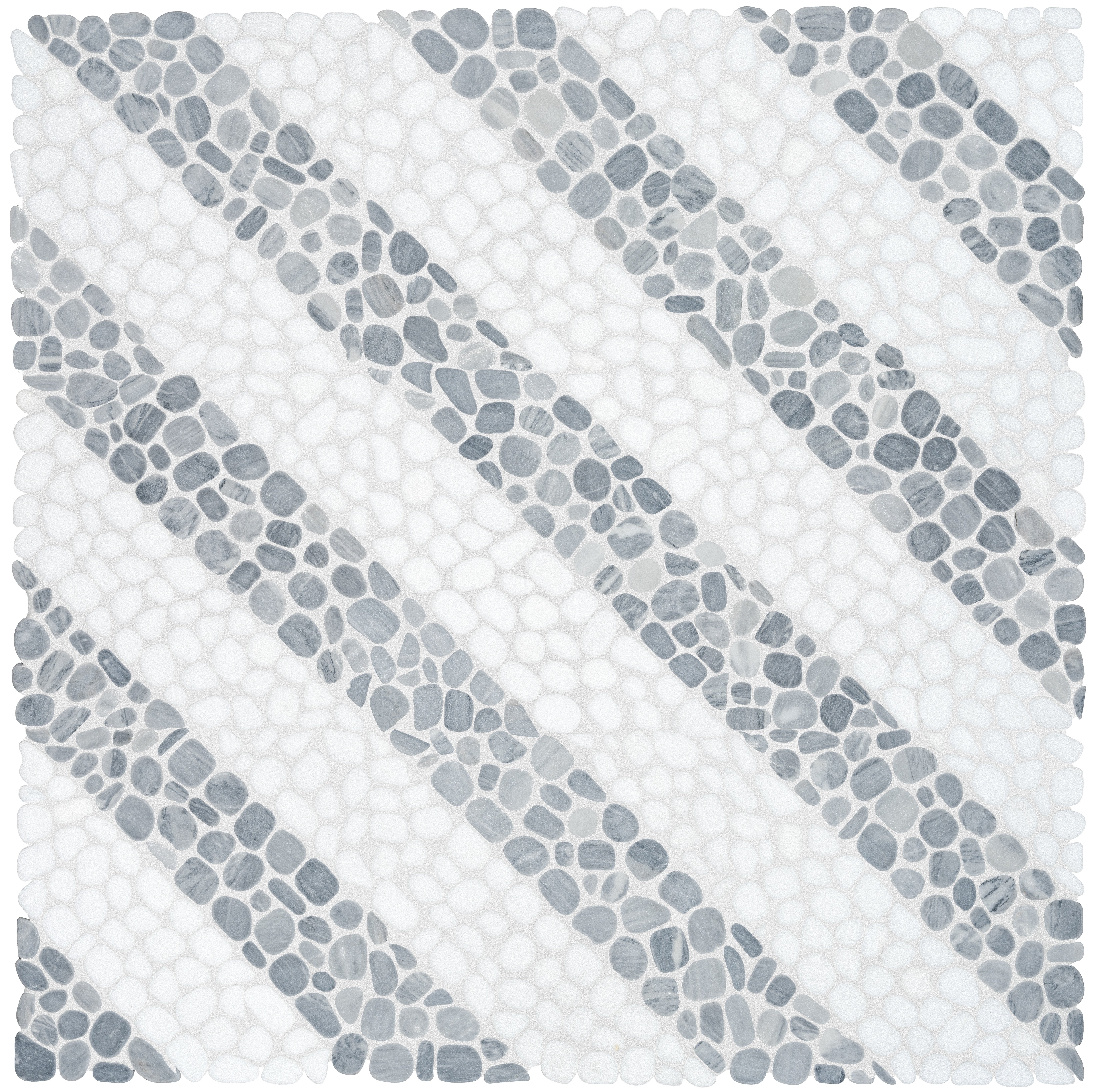 Cabana River marble mosaic by Anatolia, top-down product view, 12"×12"×5/16" size. Chinese marble for floors and walls.