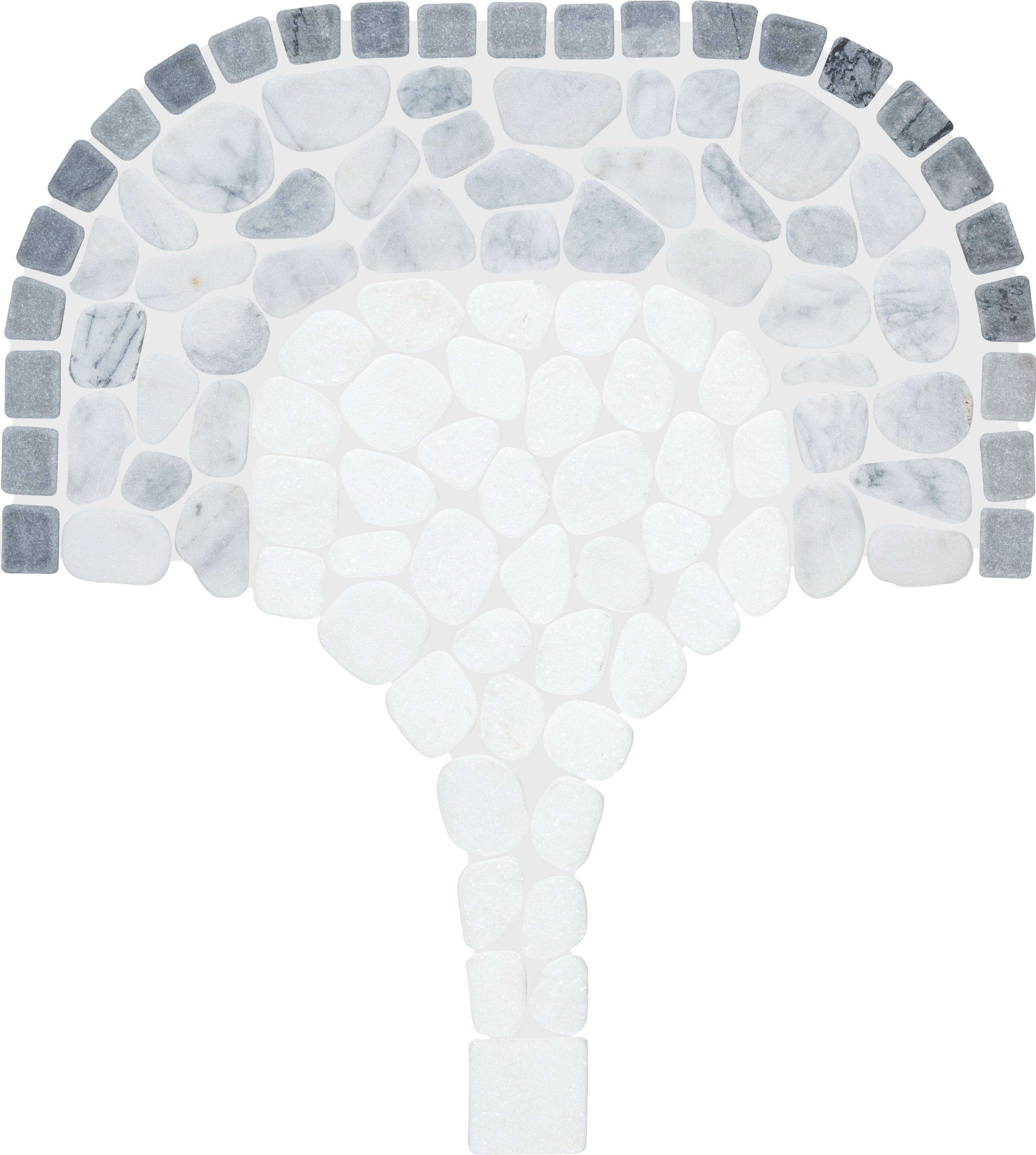 Cabana River marble mosaic by Anatolia, top-down product view, 7 13/16"×15 3/8"×5/16" size. Chinese marble for floors and walls.