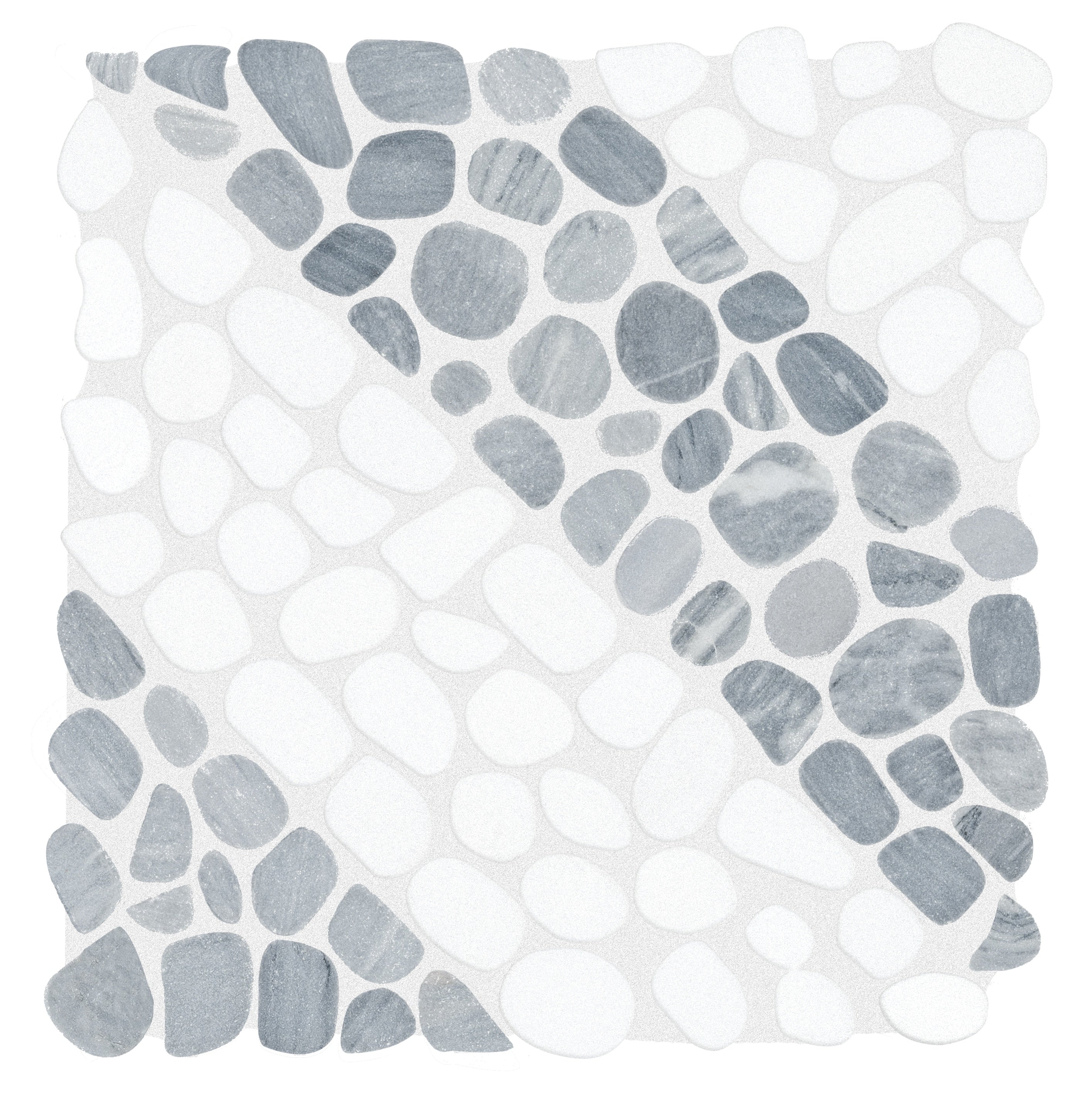Cabana River marble mosaic by Anatolia, top-down product view, 12"×12"×5/16" size. Chinese marble for floors and walls.