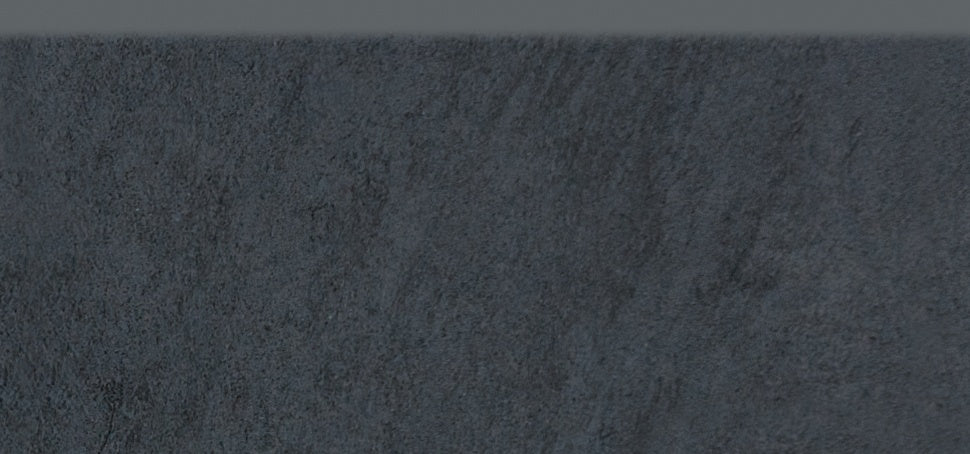 Cinq Black ceramic trim by Anatolia, top-down product view, 3"×8"×1/4" size. Turkish ceramic for floors and walls.