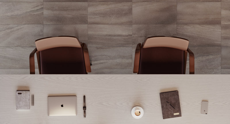 Anatolia Crux Ash matte porcelain tile in a room setting — available at Surface Group lifestyle image