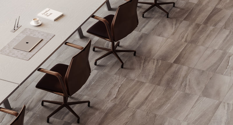 Anatolia Crux Ash matte porcelain tile in a room setting — available at Surface Group lifestyle image