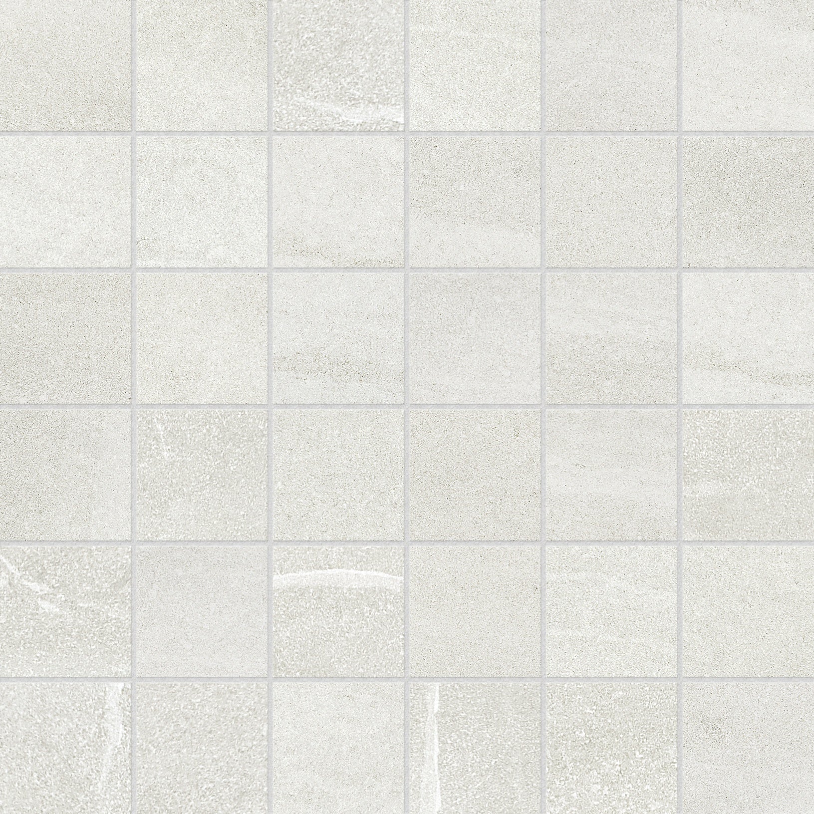 Crux Ivory porcelain mosaic by Anatolia, top-down product view, 12 15/16"×12 15/16"×11/32" size. Turkish porcelain for floors and walls.