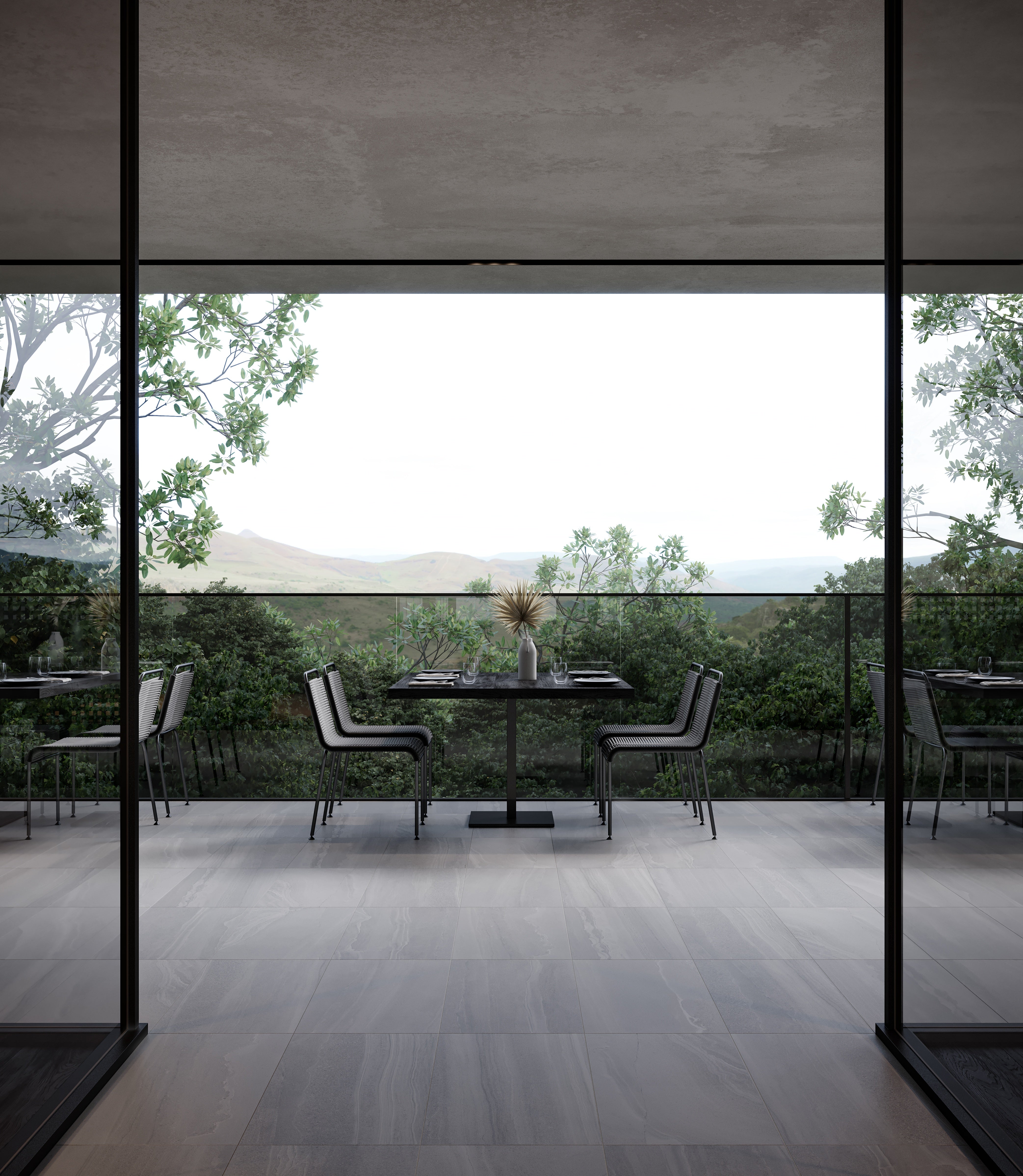 Davenport Ash porcelain trim by Anatolia, top-down product view, 3"×12"×11/32" size. Turkish porcelain for floors and walls.