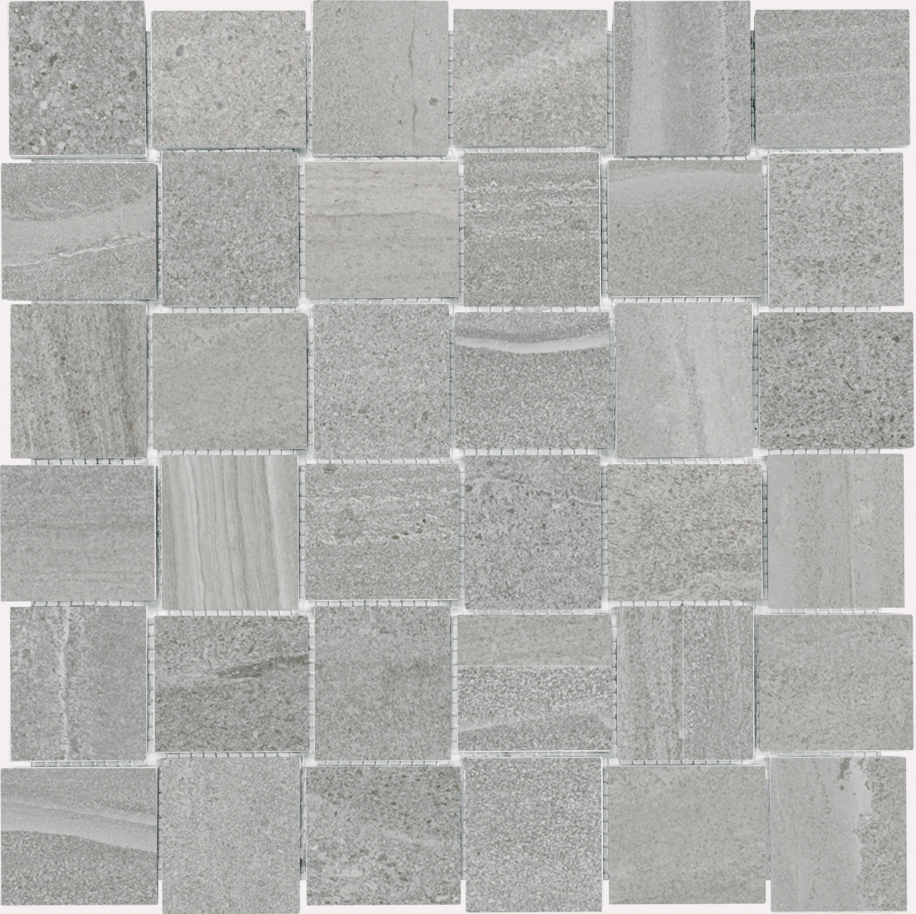 Davenport Earth porcelain mosaic by Anatolia, top-down product view, 11 13/16"×11 13/16"×11/32" size. Turkish porcelain for floors and walls.