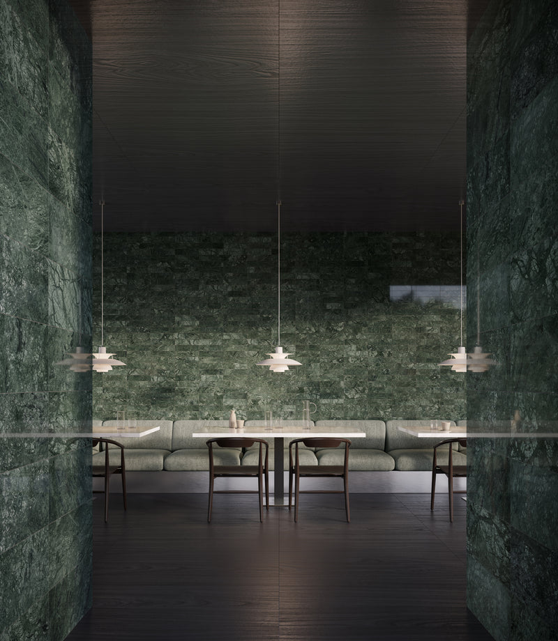 Anatolia Diosa Verde polished marble tile in a room setting — available at Surface Group lifestyle image