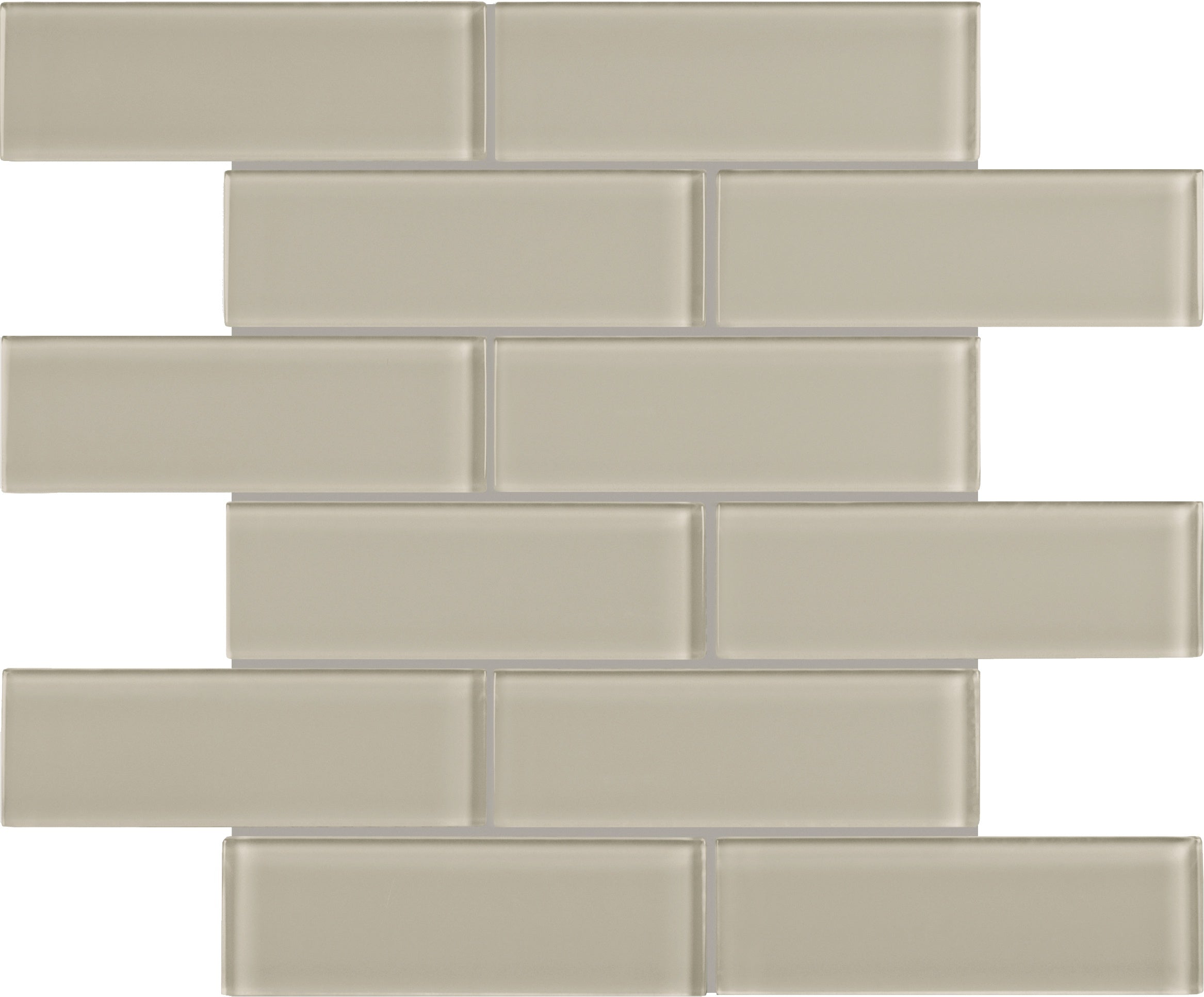 Element Earth glass mosaic by Anatolia, top-down product view, 11 23/32"×11 23/32"×5/16" size. Chinese glass for floors and walls.