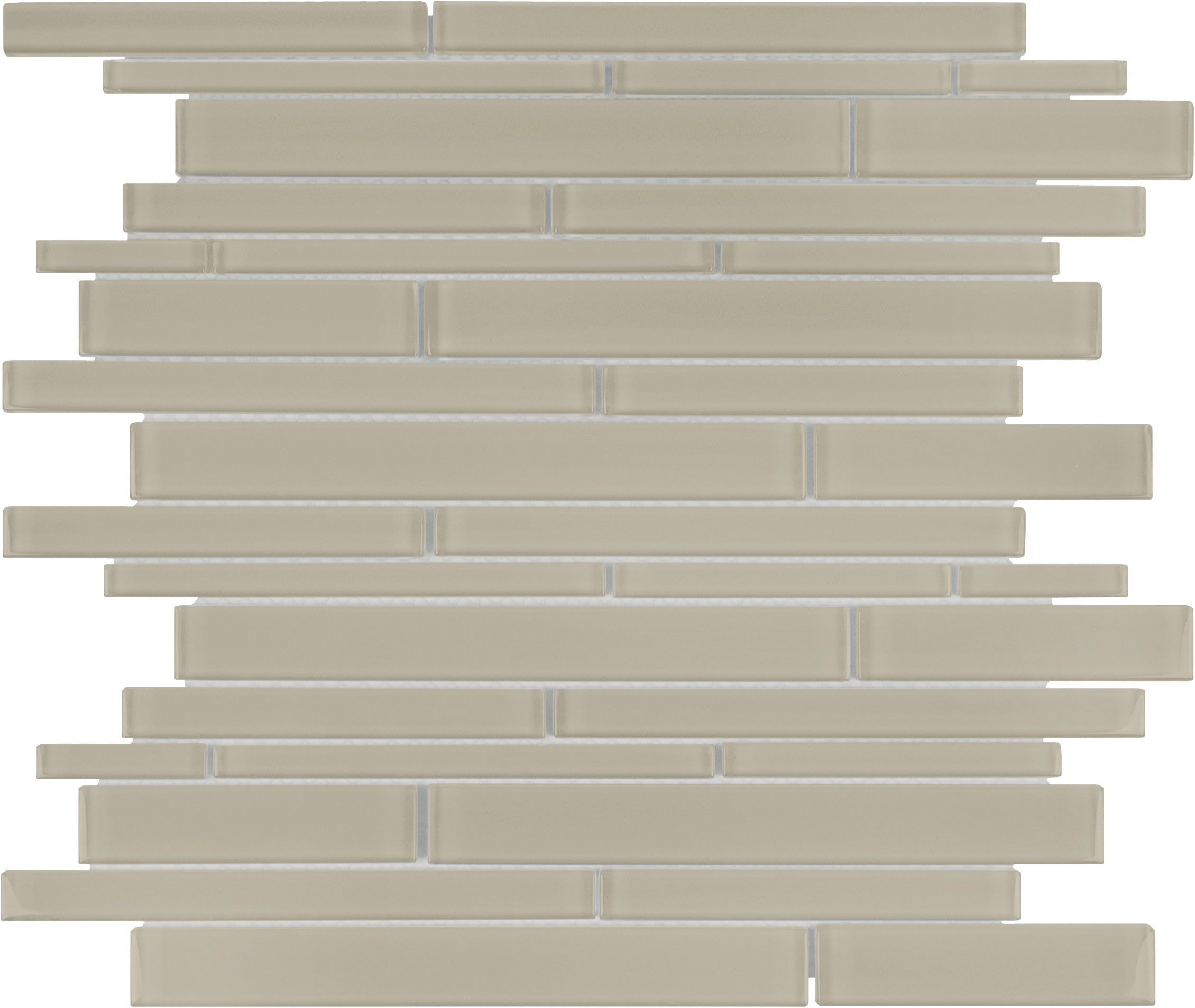 Element Earth glass mosaic by Anatolia, top-down product view, 11 23/32"×11 23/32"×5/16" size. Chinese glass for floors and walls.