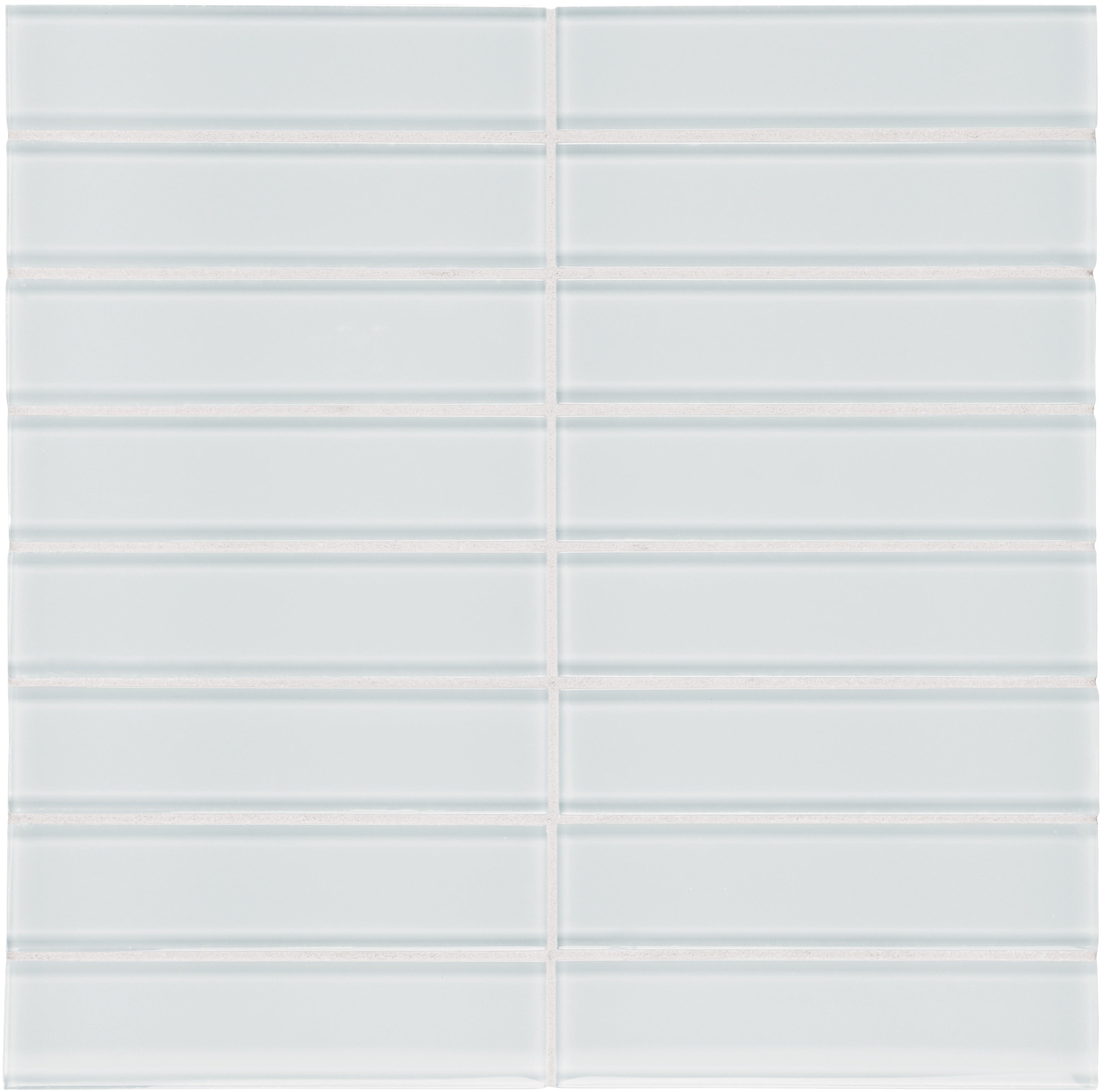 Element Ice glass mosaic by Anatolia, top-down product view, 11 23/32"×11 23/32"×5/16" size. Chinese glass for floors and walls.