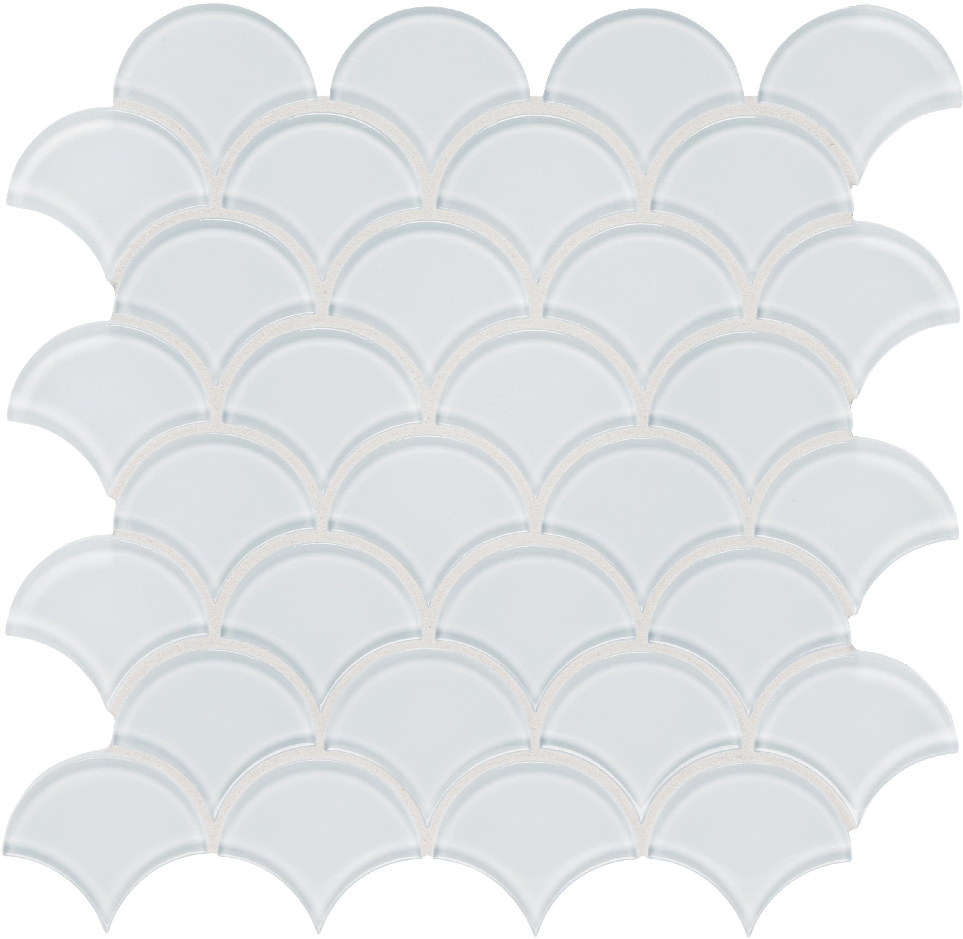 Element Ice glass mosaic by Anatolia, top-down product view, 11 21/32"×11 15/16"×5/16" size. Chinese glass for floors and walls.