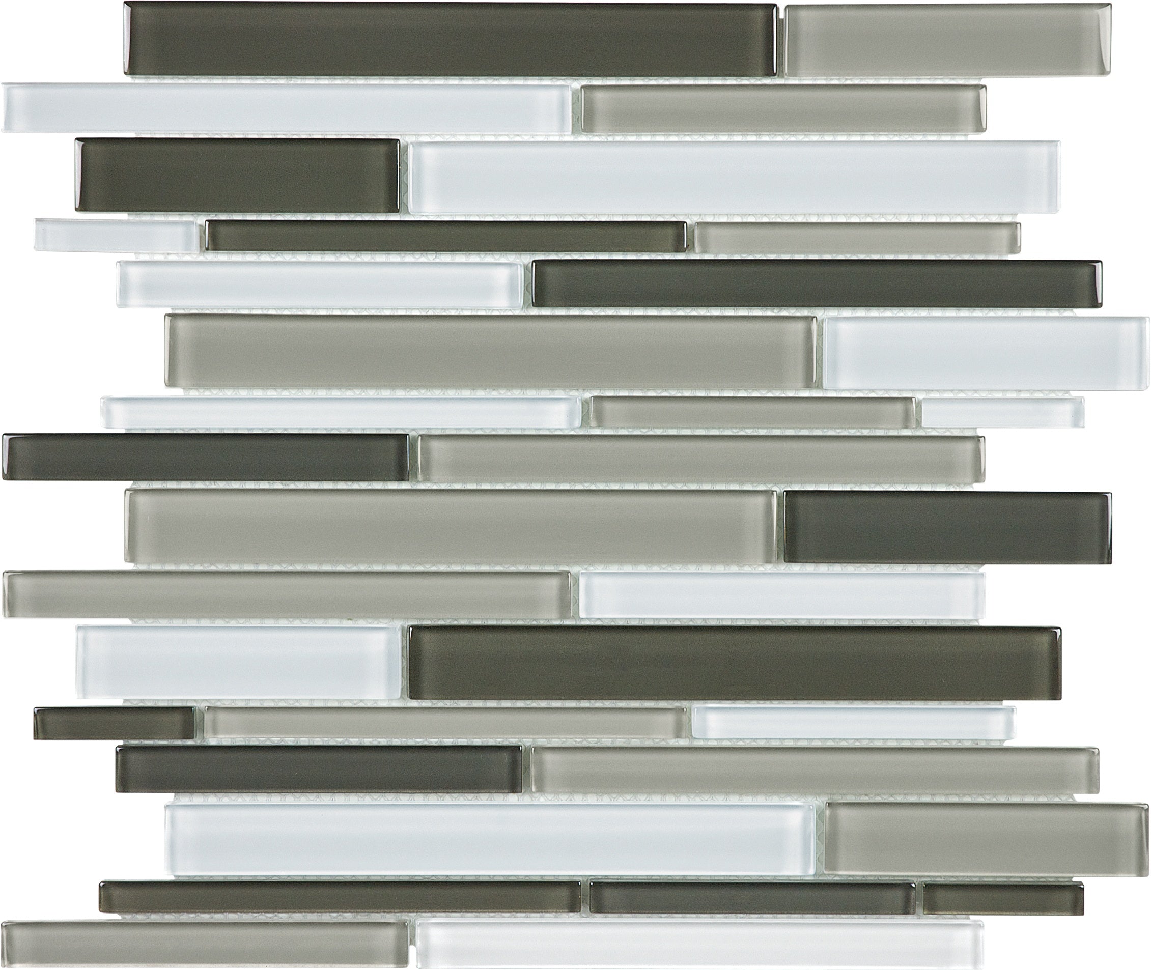 Element Mineral Blend glass mosaic by Anatolia, top-down product view, 11 23/32"×11 23/32"×5/16" size. Chinese glass for floors and walls.