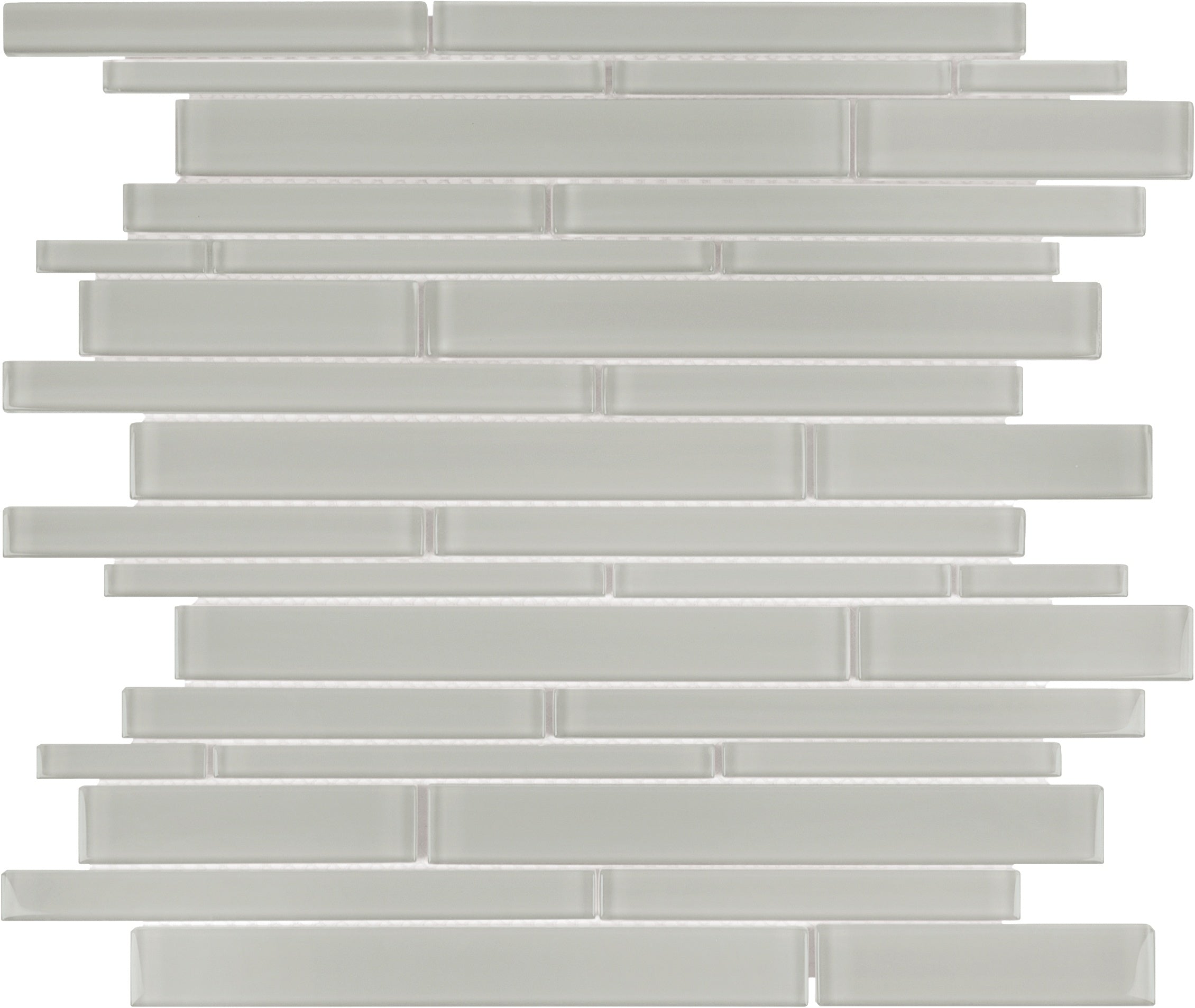 Element Mist glass mosaic by Anatolia, top-down product view, 11 23/32"×11 23/32"×5/16" size. Chinese glass for floors and walls.