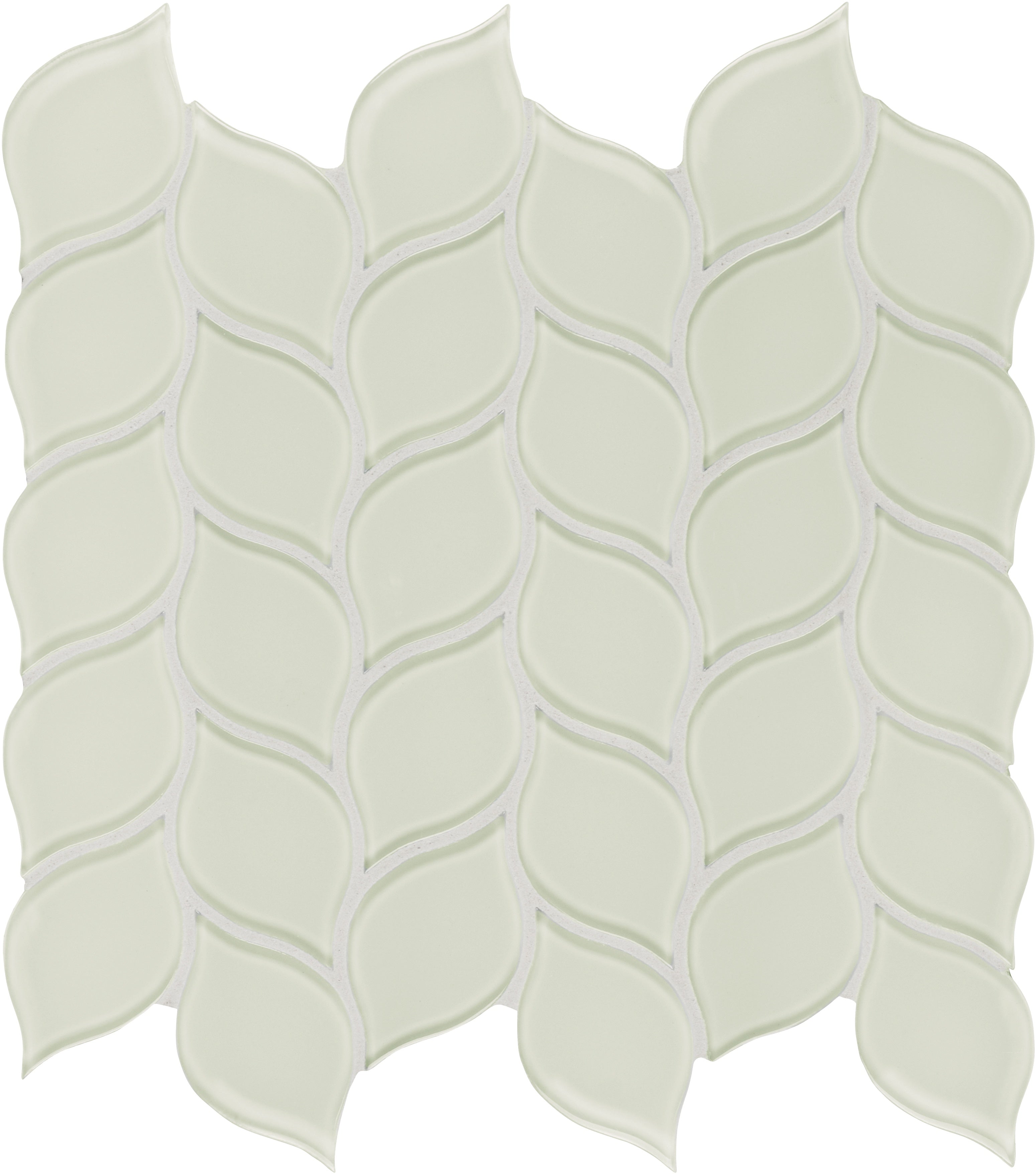 Element Sand glass mosaic by Anatolia, top-down product view, 11 13/32"×11 27/32"×5/16" size. Chinese glass for floors and walls.