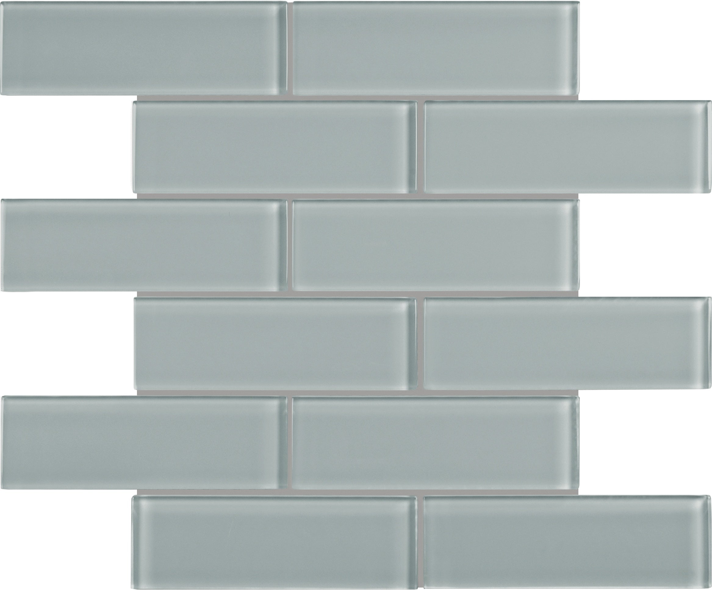 Element Shadow glass mosaic by Anatolia, top-down product view, 11 23/32"×11 23/32"×5/16" size. Chinese glass for floors and walls.