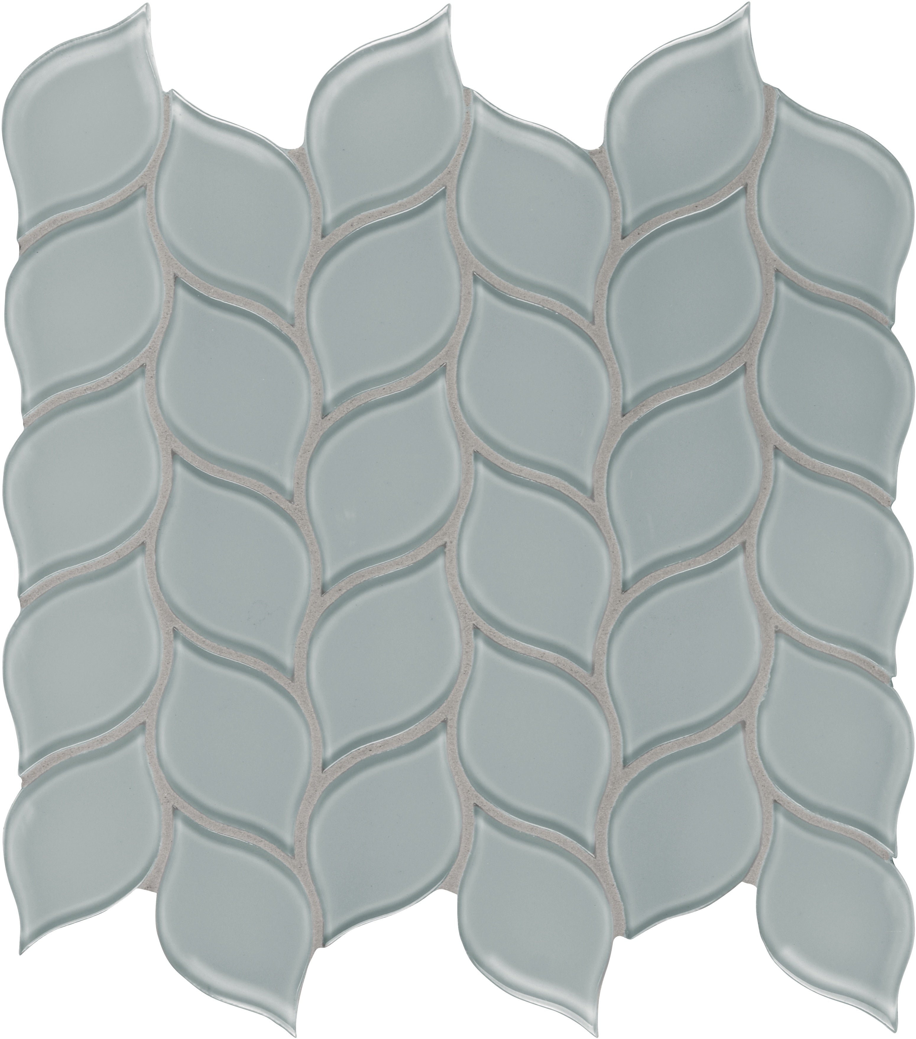 Element Shadow glass mosaic by Anatolia, top-down product view, 11 13/32"×11 27/32"×5/16" size. Chinese glass for floors and walls.