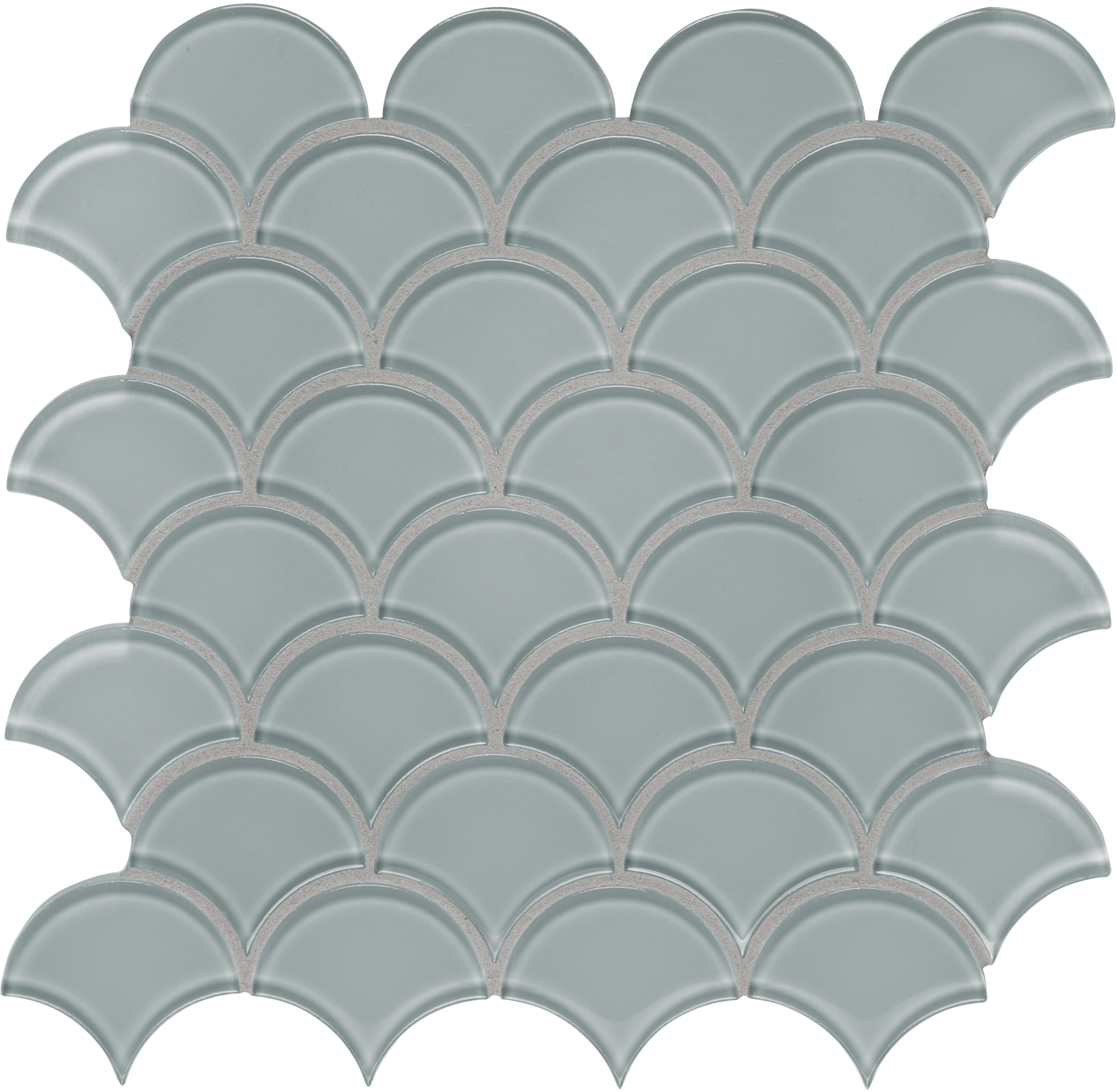 Element Shadow glass mosaic by Anatolia, top-down product view, 11 21/32"×11 15/16"×5/16" size. Chinese glass for floors and walls.