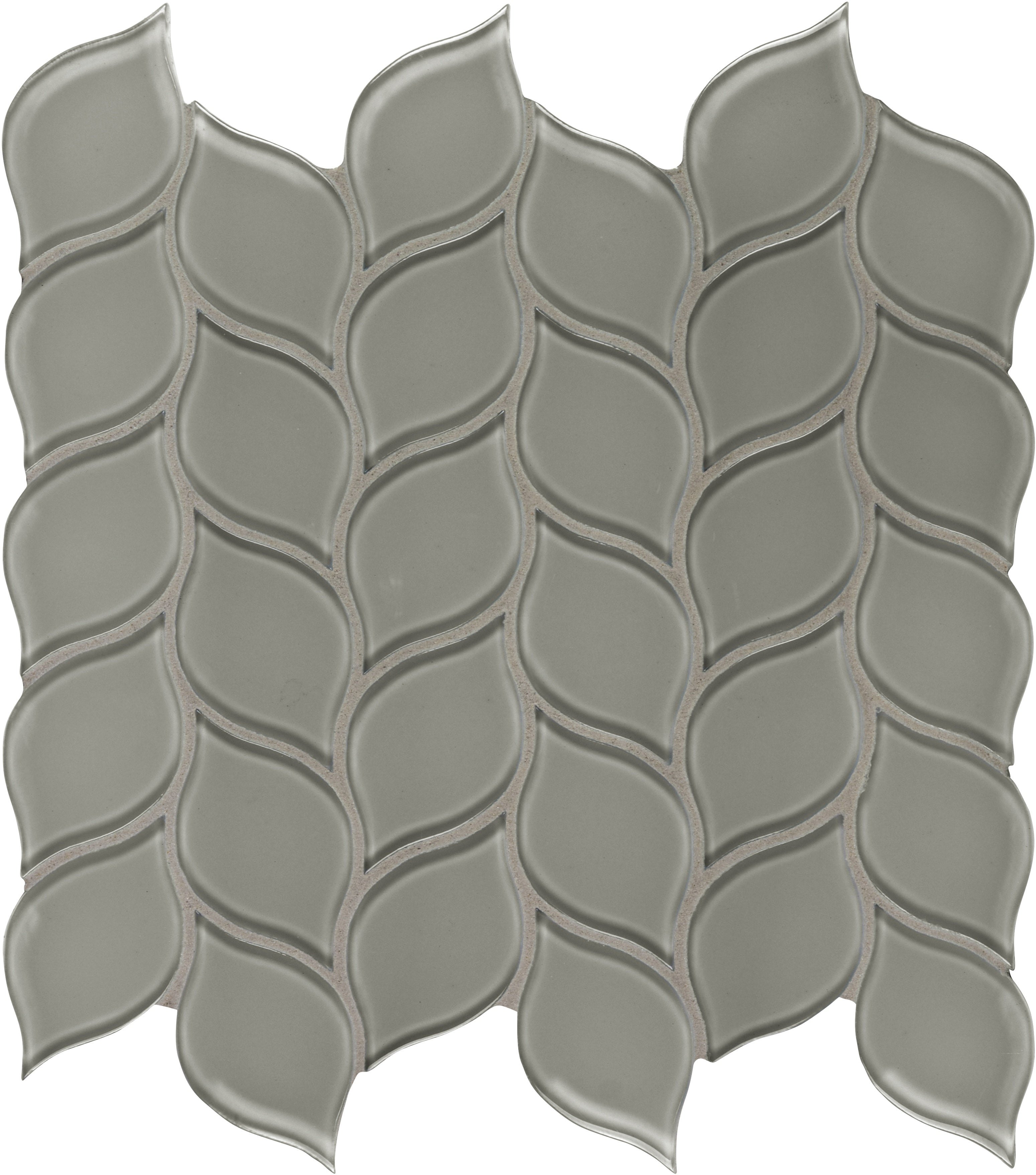 Element Smoke glass mosaic by Anatolia, top-down product view, 11 13/32"×11 27/32"×5/16" size. Chinese glass for floors and walls.