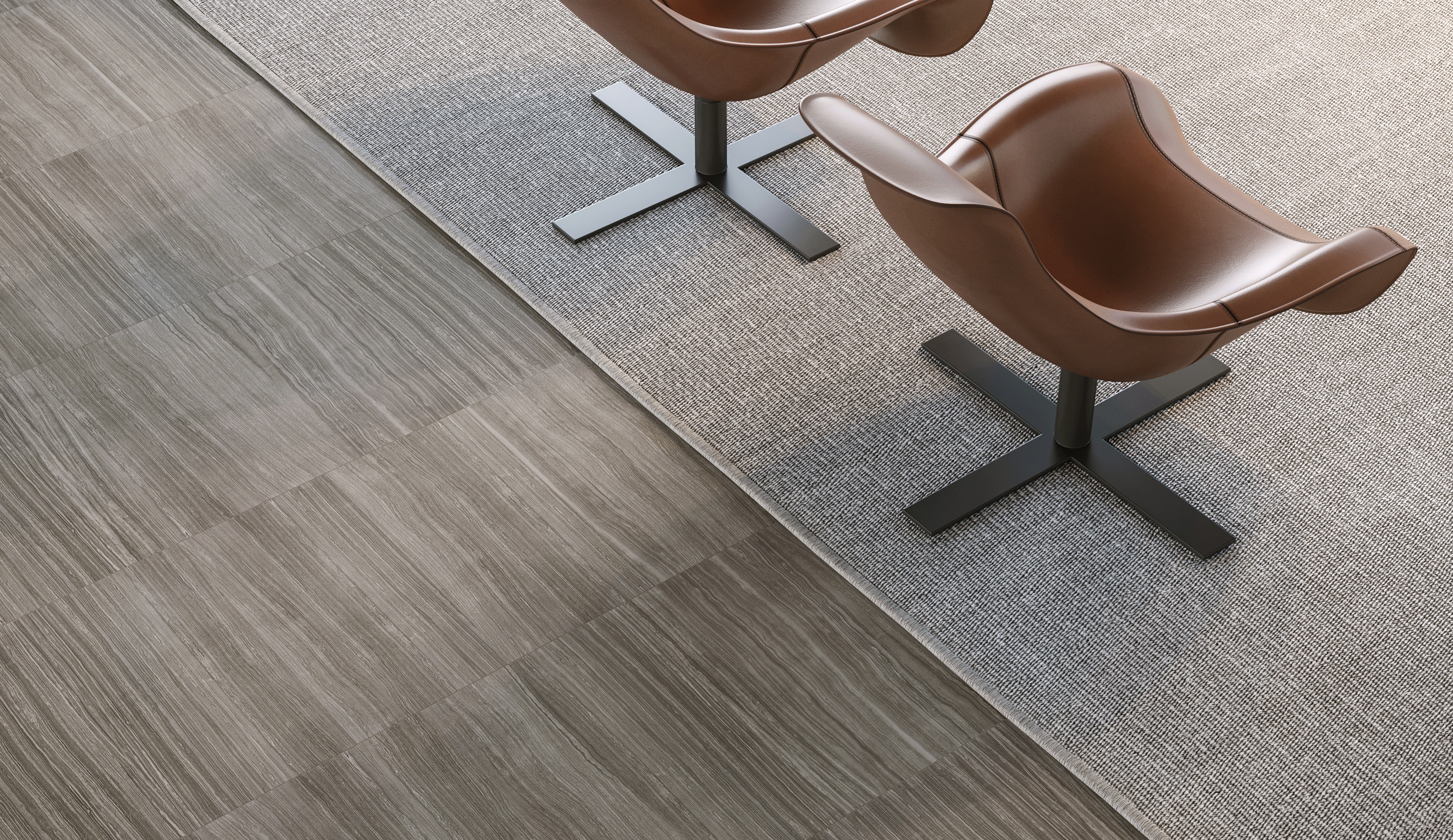 Eramosa Carbon porcelain trim by Anatolia, top-down product view, 3"×12"×11/32" size. Turkish porcelain for floors and walls.