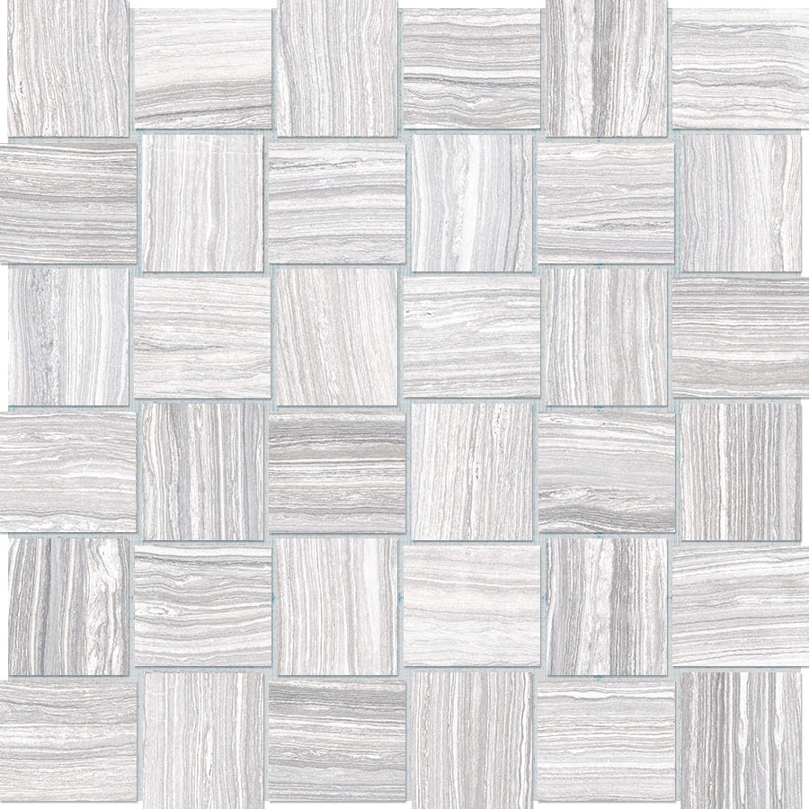 Eramosa Ice porcelain mosaic by Anatolia, top-down product view, 11 13/16"×11 13/16"×11/32" size. Turkish porcelain for floors and walls.