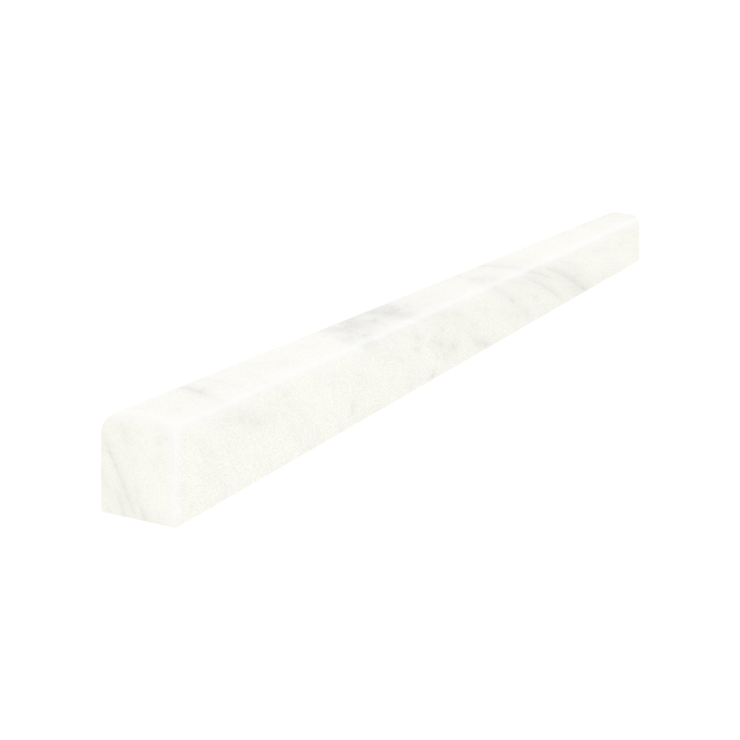 Eterna Bianco marble trim by Anatolia, top-down product view, 1/2"×12"×5/8" size. Turkish marble for floors and walls.