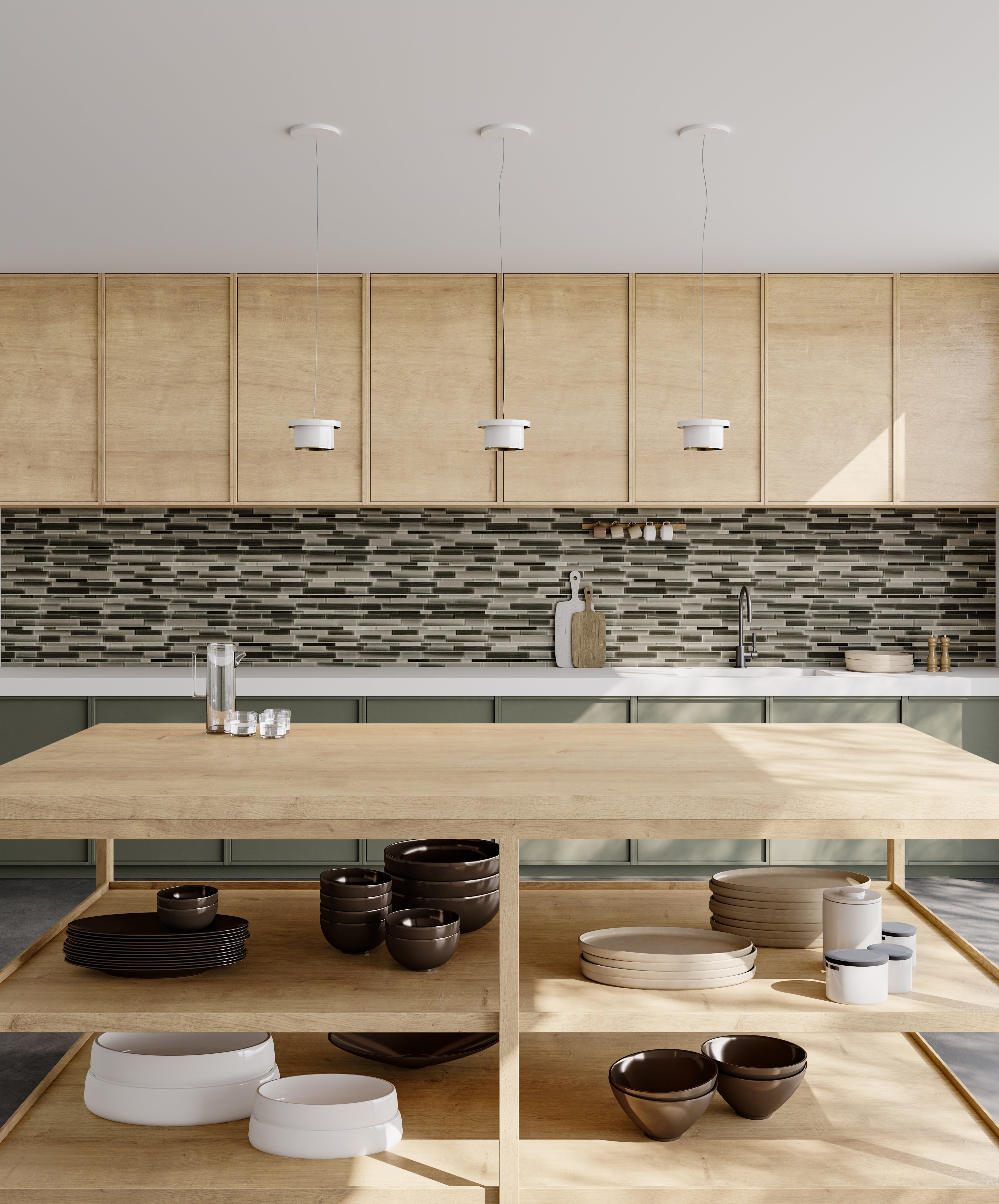 mosaic by Anatolia Tile, lifestyle installation view 4. Premium porcelain for floors and walls.