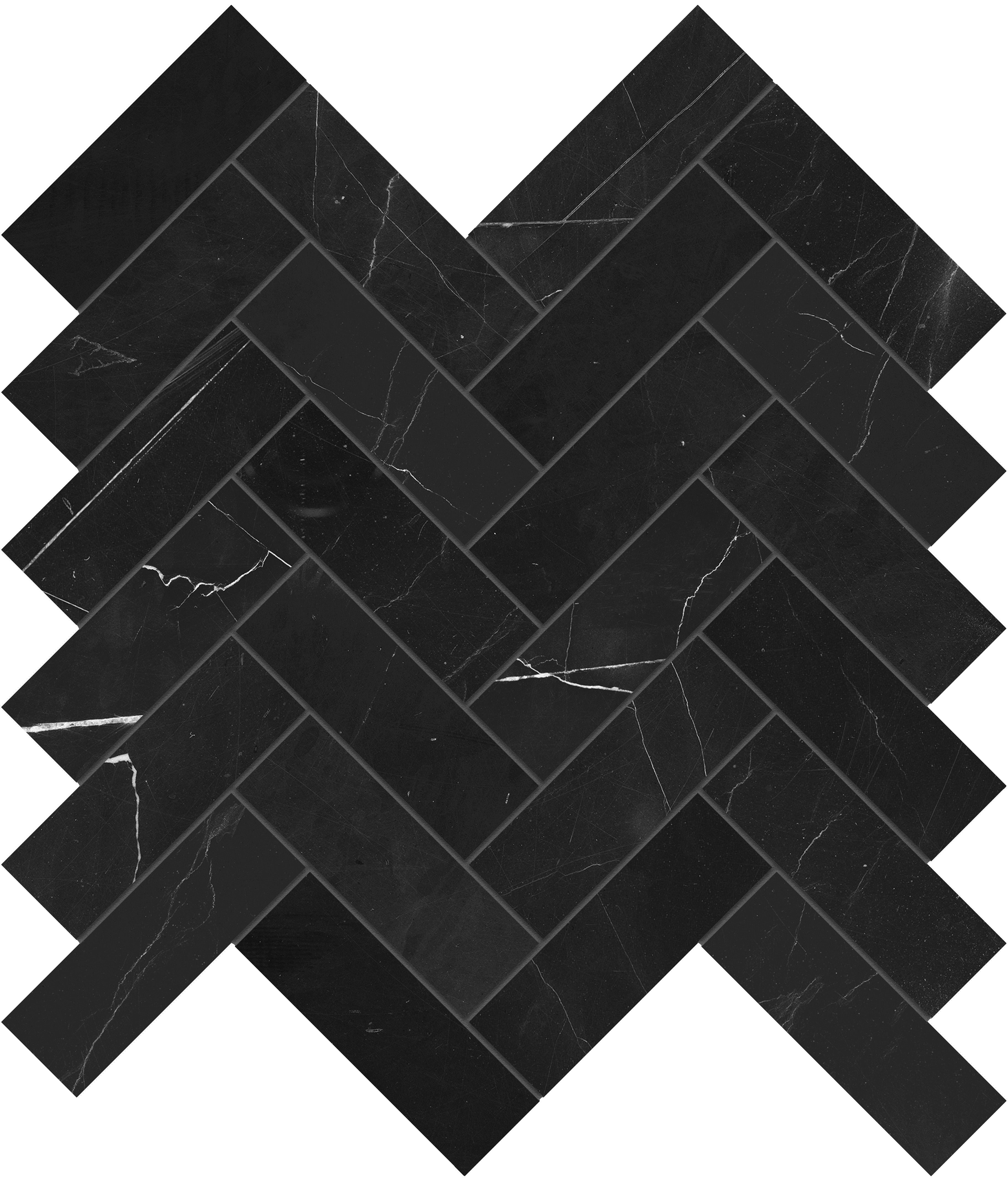 Galaxia Nero marble mosaic by Anatolia, top-down product view, 11 1/4"×11 13/32"×3/8" size. Turkish marble for floors and walls.