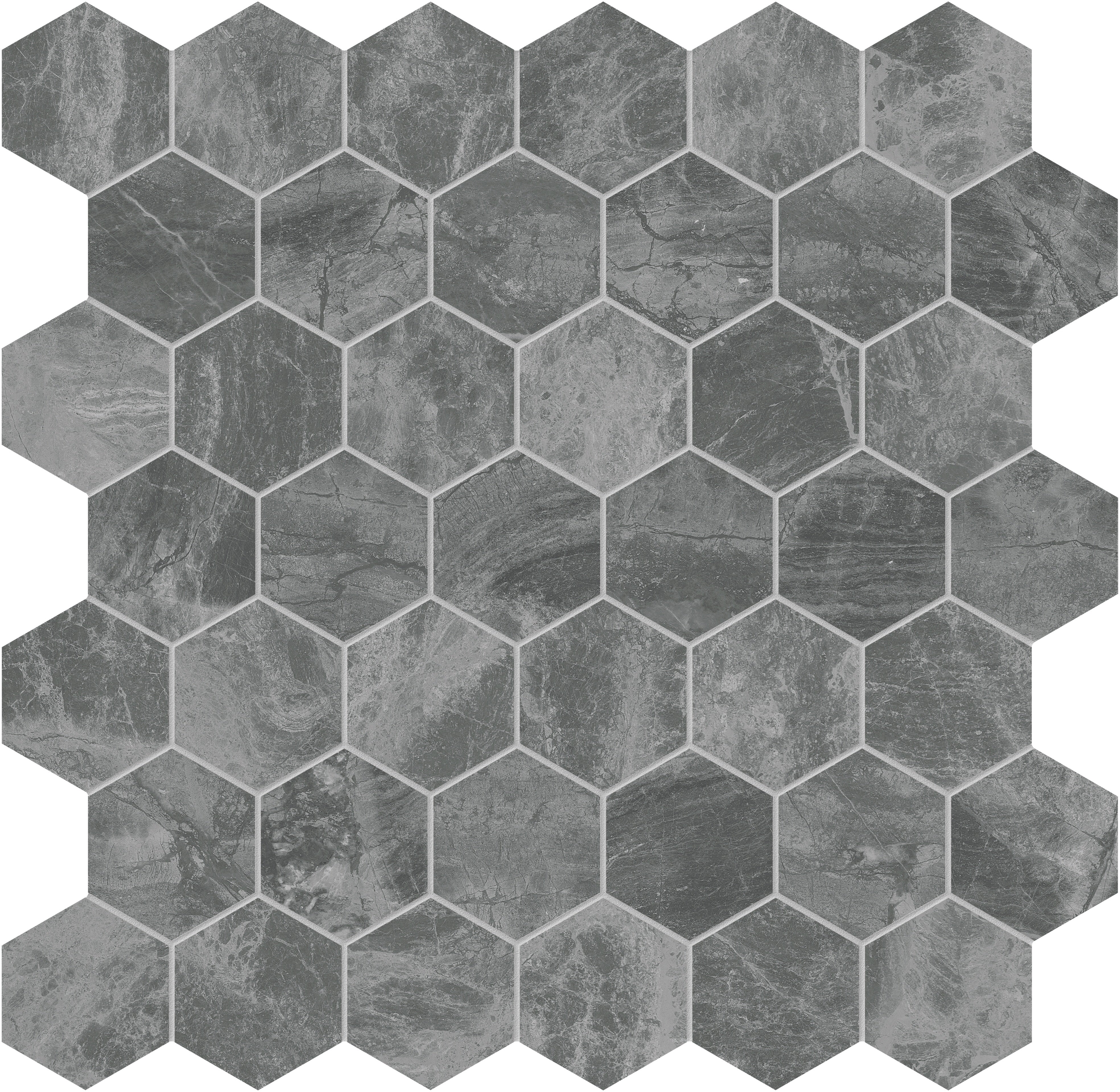 Gemma Mystique marble mosaic by Anatolia, top-down product view, 11 7/8"×12"×3/8" size. Turkish marble for floors and walls.