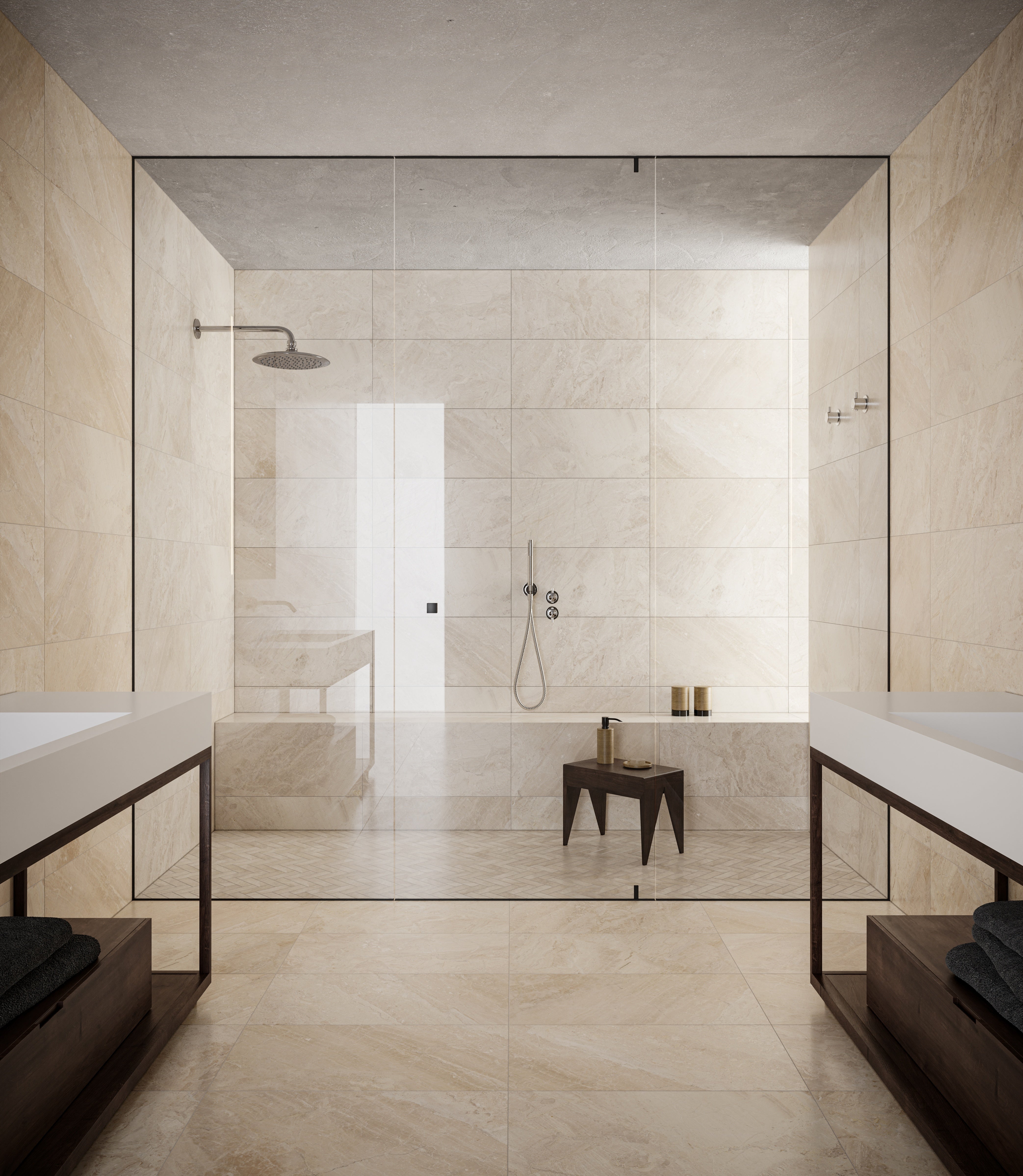 Impero Reale marble trim by Anatolia, top-down product view, 1 1/4"×12"×7/8" size. Turkish marble for floors and walls.