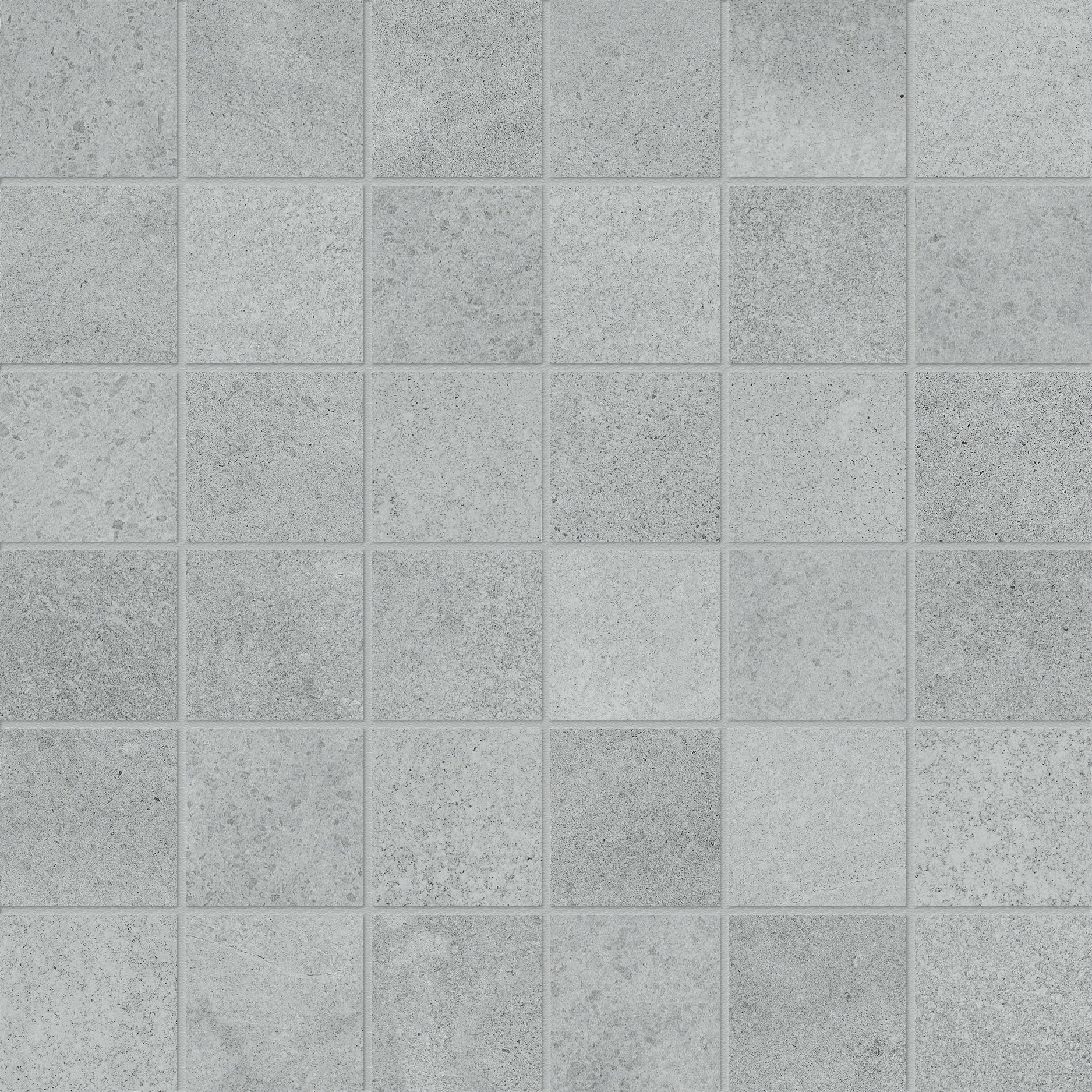 Industria Lithium porcelain mosaic by Anatolia, top-down product view, 11 25/32"×11 25/32"×11/32" size. Turkish porcelain for floors and walls.