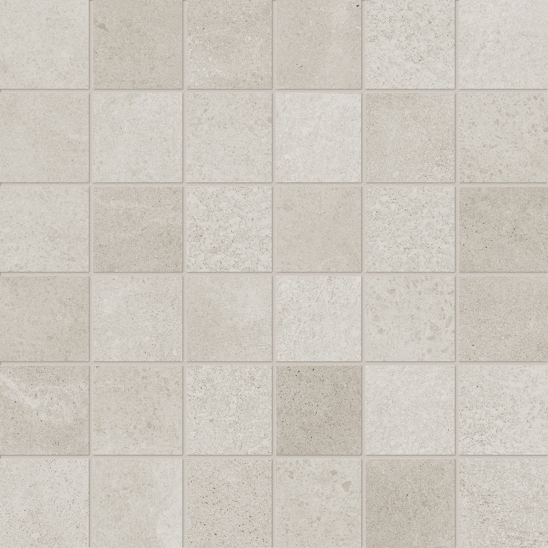 Industria Zinc porcelain mosaic by Anatolia, top-down product view, 11 25/32"×11 25/32"×11/32" size. Turkish porcelain for floors and walls.