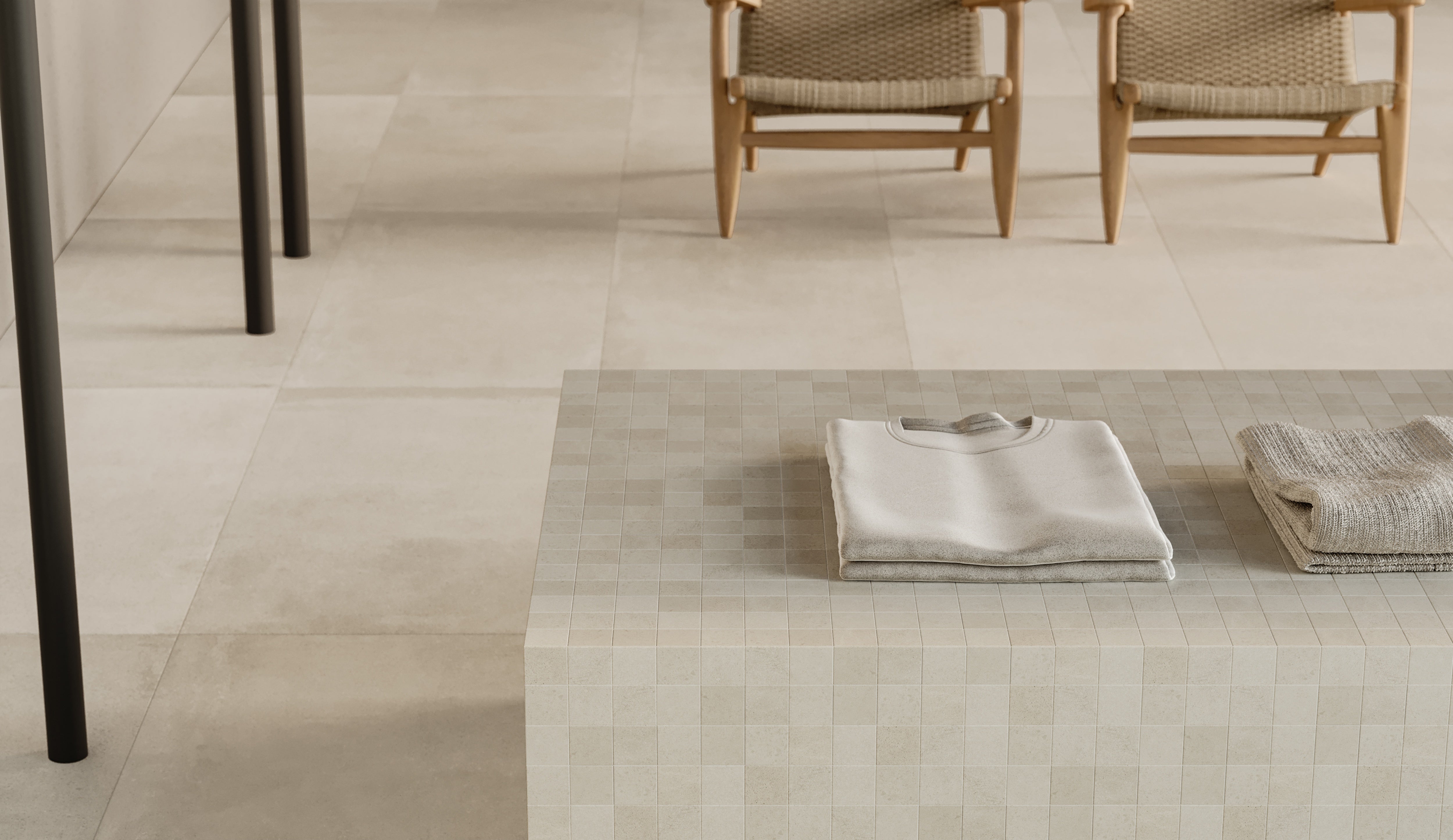 Industria Zinc porcelain trim by Anatolia, top-down product view, 3"×24"×11/32" size. Turkish porcelain for floors and walls.