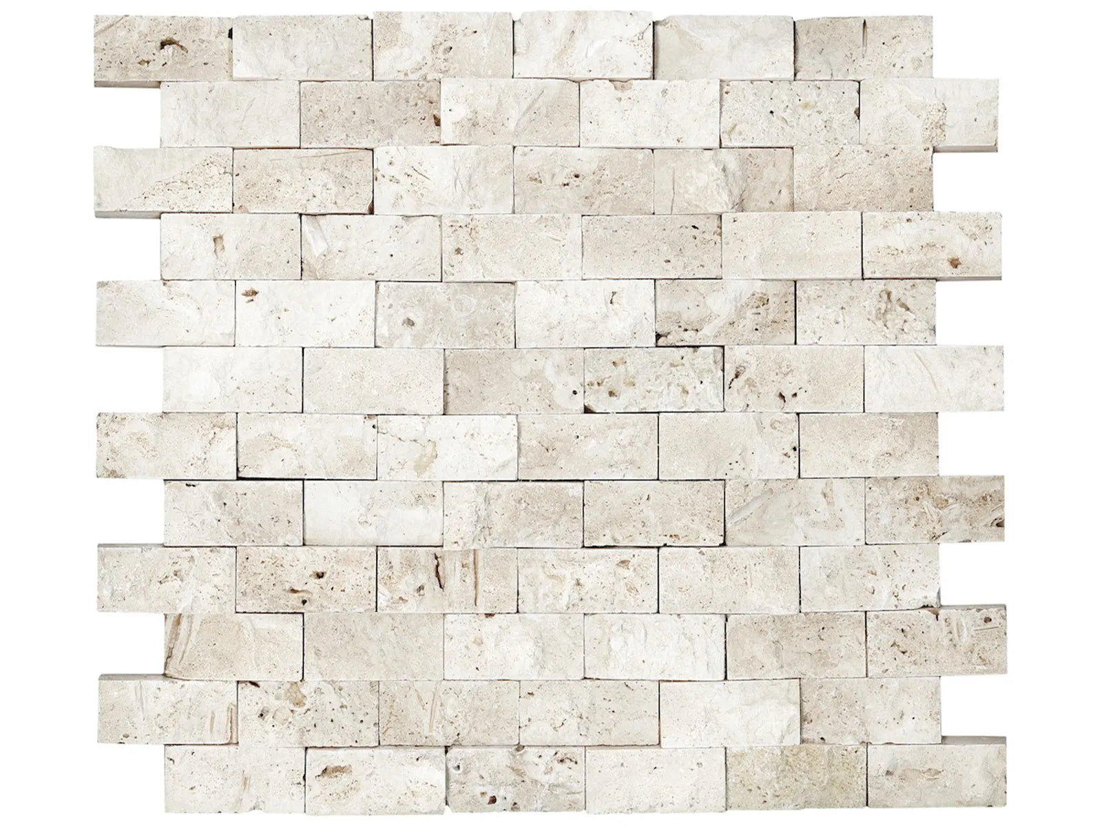 ELYSIAN: Travertine Mosaic 1X2 Staggered Joint (12¹⁄₁₆"X12¹⁄₁₆"X½" | Split Face)