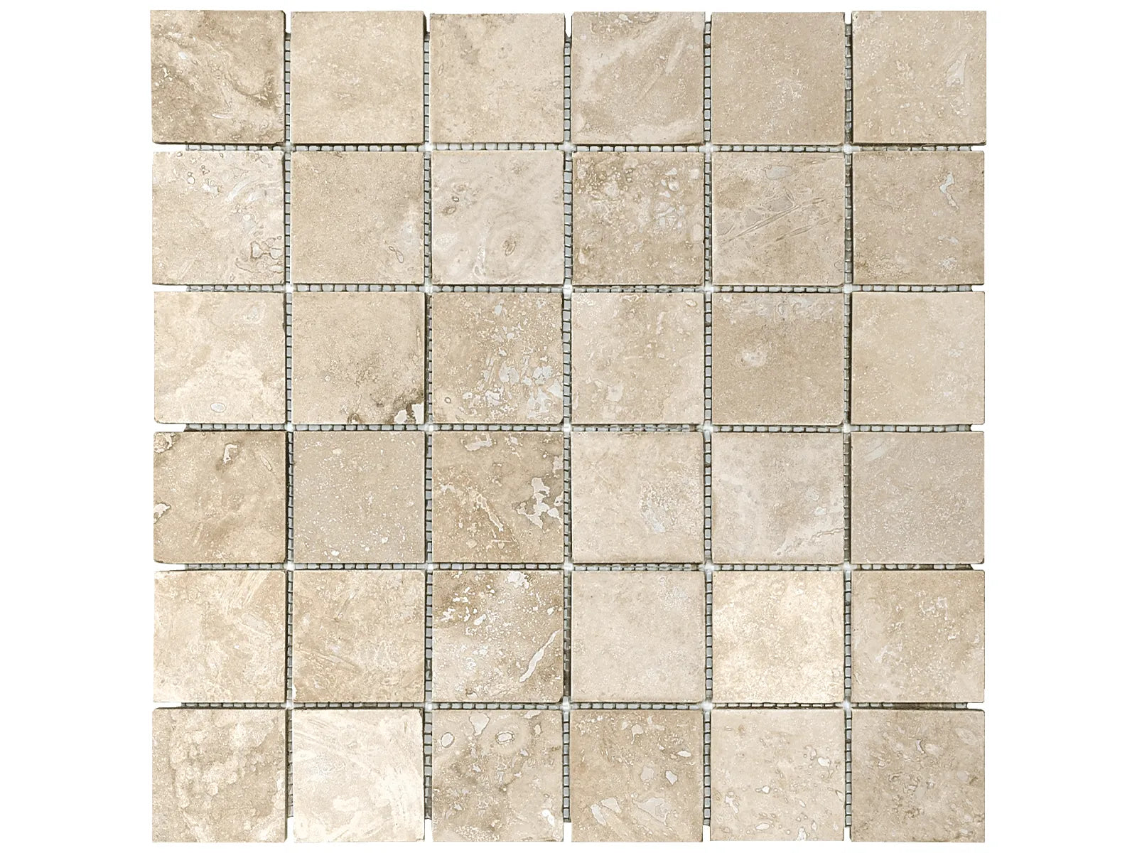 ELYSIAN: Travertine Mosaic 2X2 Straight Stack (12¹⁄₁₆"X12¹⁄₁₆"X⅜" | Filled-Honed)