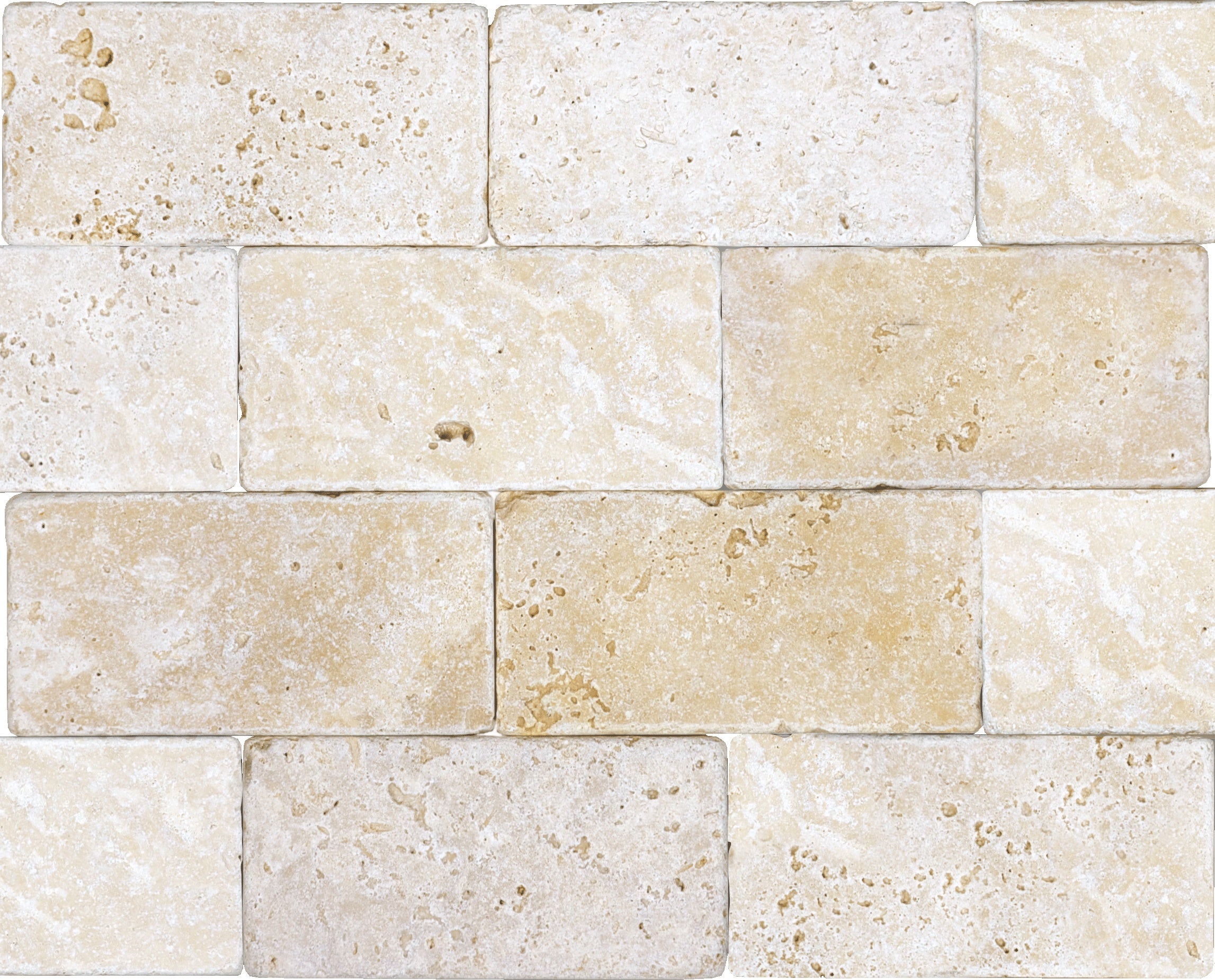IVORY: Travertine Field Tile (3"×6"×3/8" | Tumbled | Tumbled Rectified)