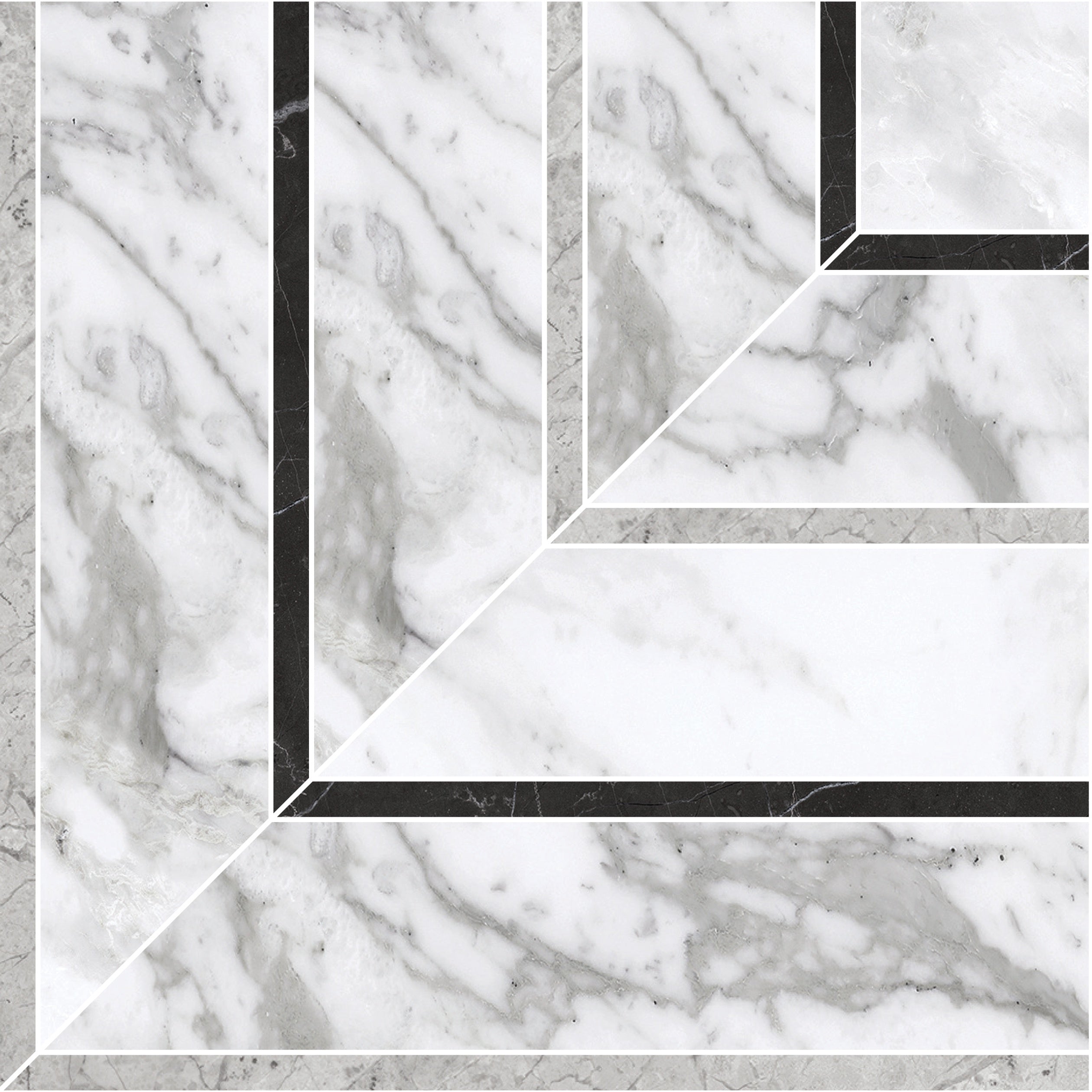 LA MARCA: Arabescato Picco Porcelain Mosaic (8 5/16"×8 5/16"×11/32" | Honed | Rectified)