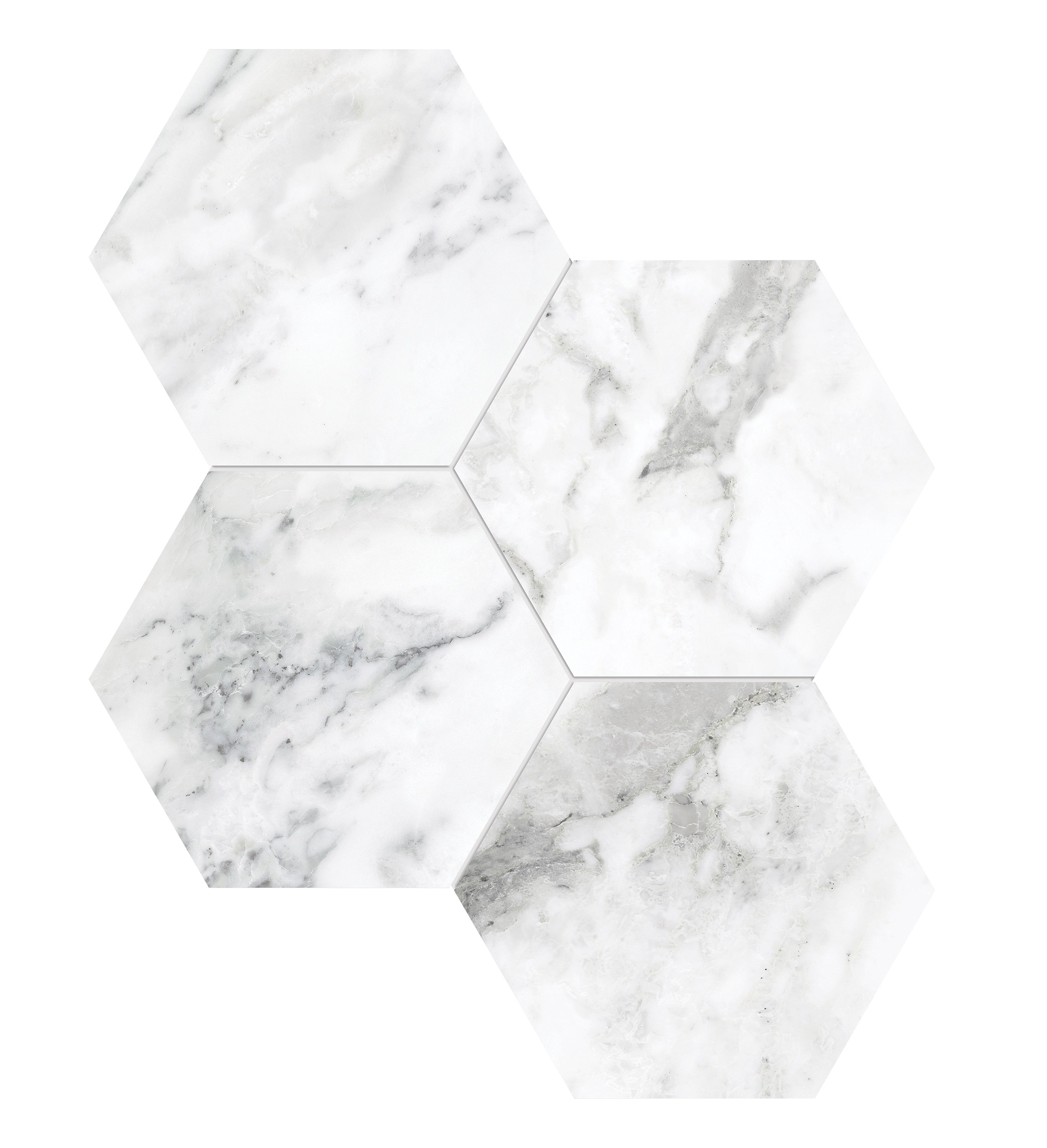 LA MARCA: Arabescato 6 Hexagon Porcelain Mosaic (9 31/32"×11 1/2"×11/32" | Honed | Rectified)