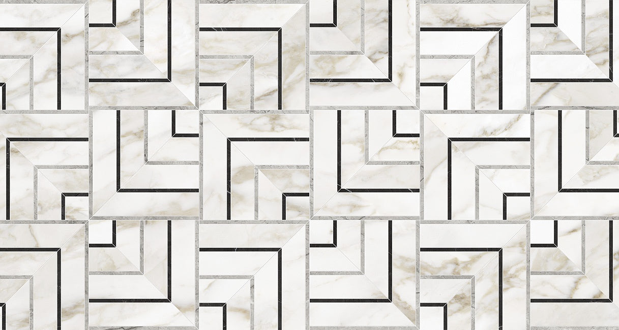LA MARCA: Calacatta Paonazzo Picco Porcelain Mosaic (8 5/16"×8 5/16"×11/32" | Honed | Rectified)