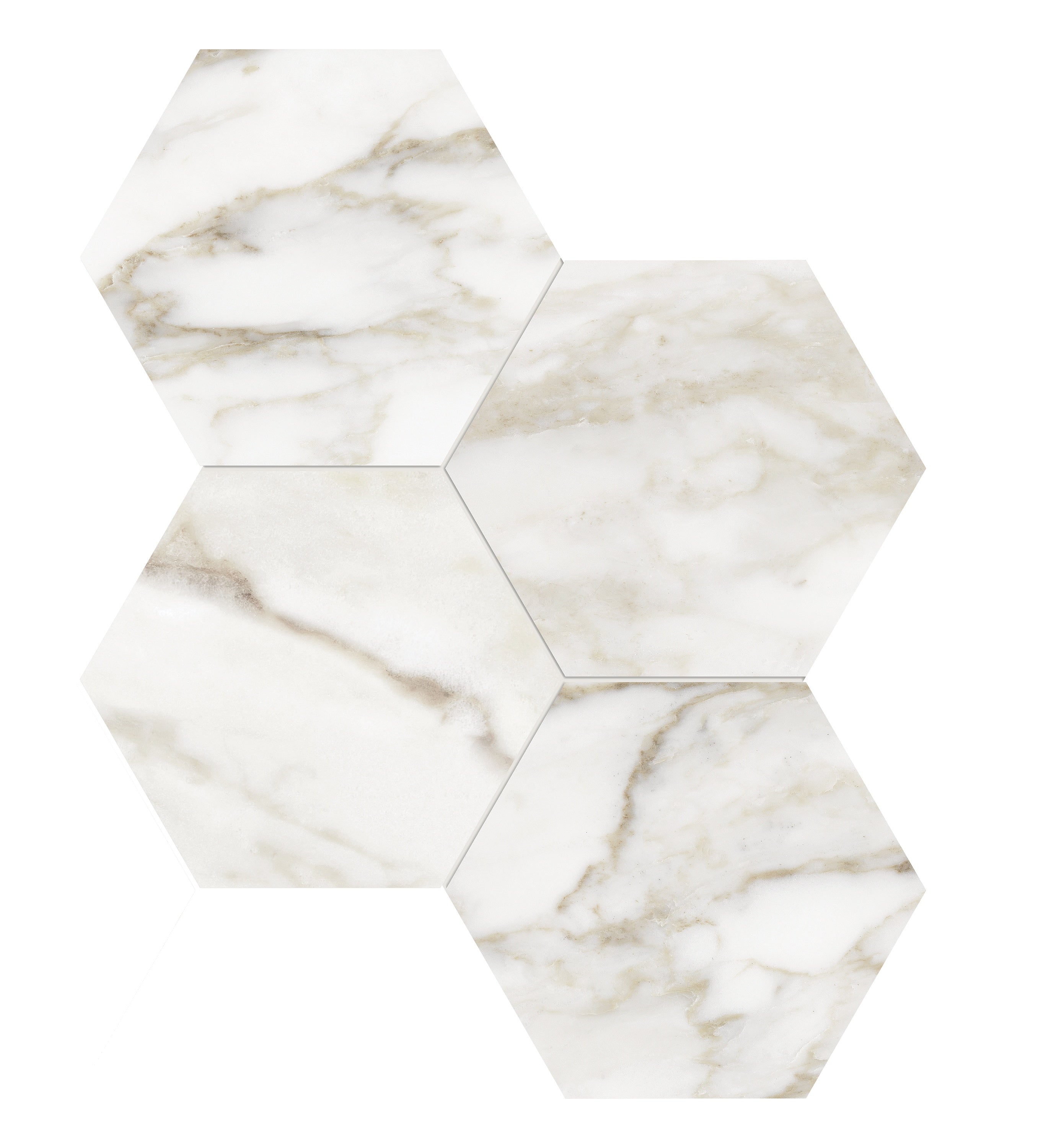 LA MARCA: Calacatta Paonazzo 6 Hexagon Porcelain Mosaic (9 31/32"×11 1/2"×11/32" | Honed | Rectified)