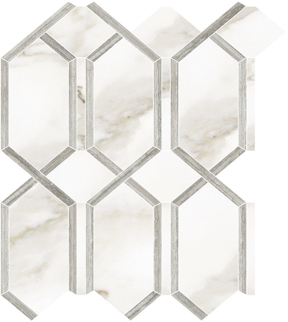 LA MARCA: Calacatta Paonazzo Modella Porcelain Mosaic (11 13/16"×13 7/16"×11/32" | Polished | Rectified)