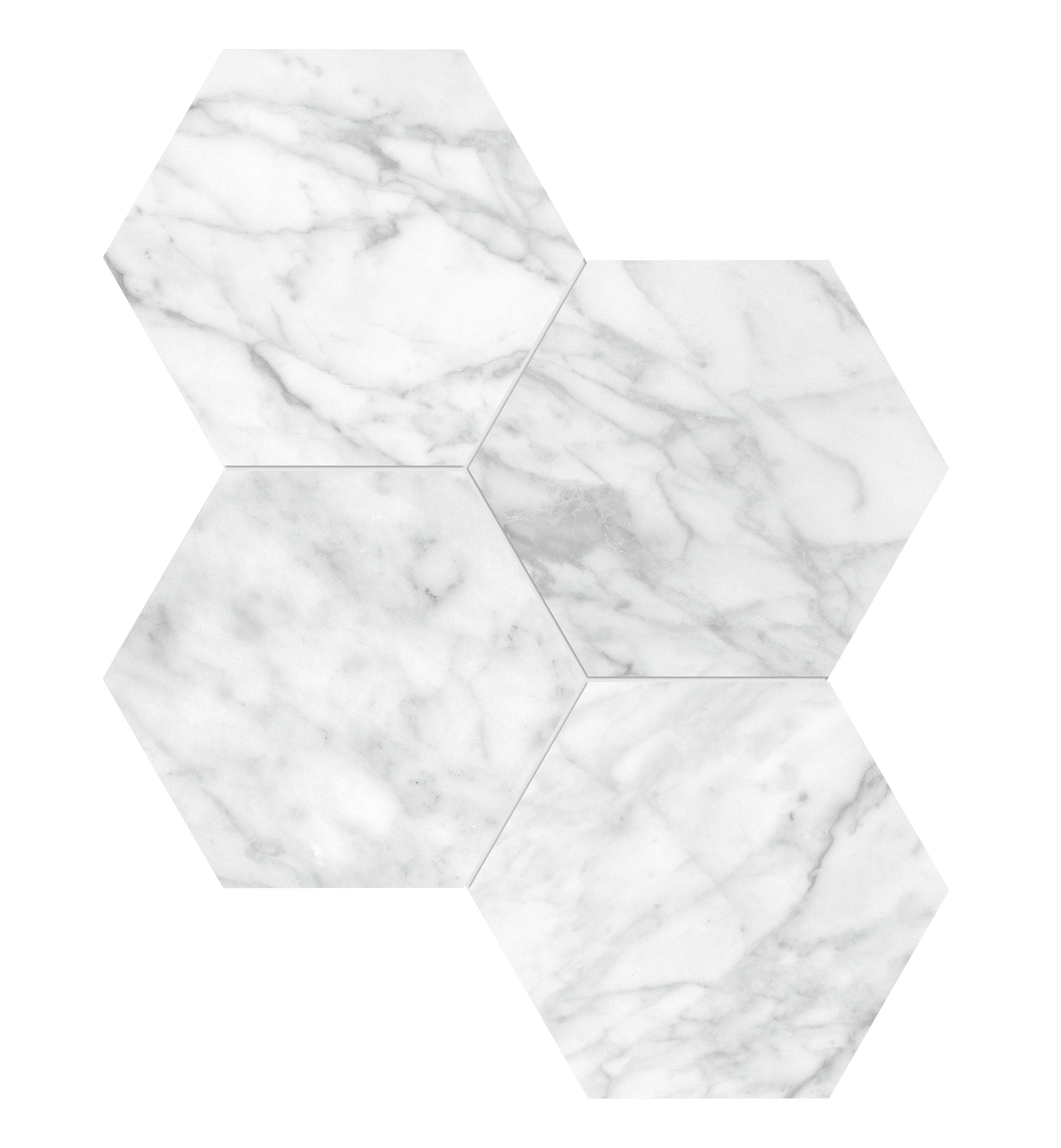 LA MARCA: Carrara Gioia 6 Hexagon Porcelain Mosaic (9 31/32"×11 1/2"×11/32" | Honed | Rectified)
