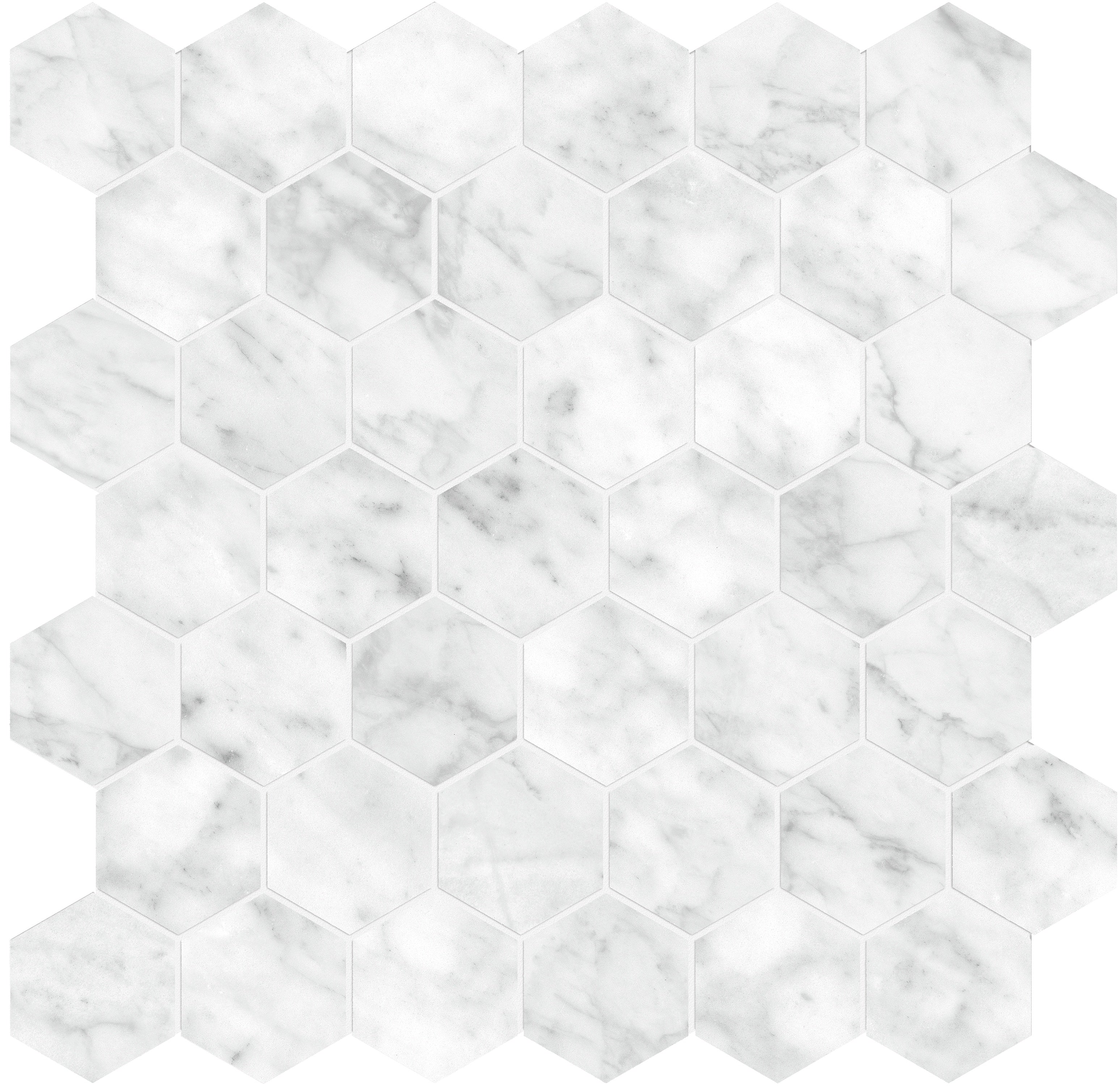 LA MARCA: Carrara Gioia 2 Hexagon Porcelain Mosaic (11 23/32"×11 27/32"×11/32" | Honed | Rectified)