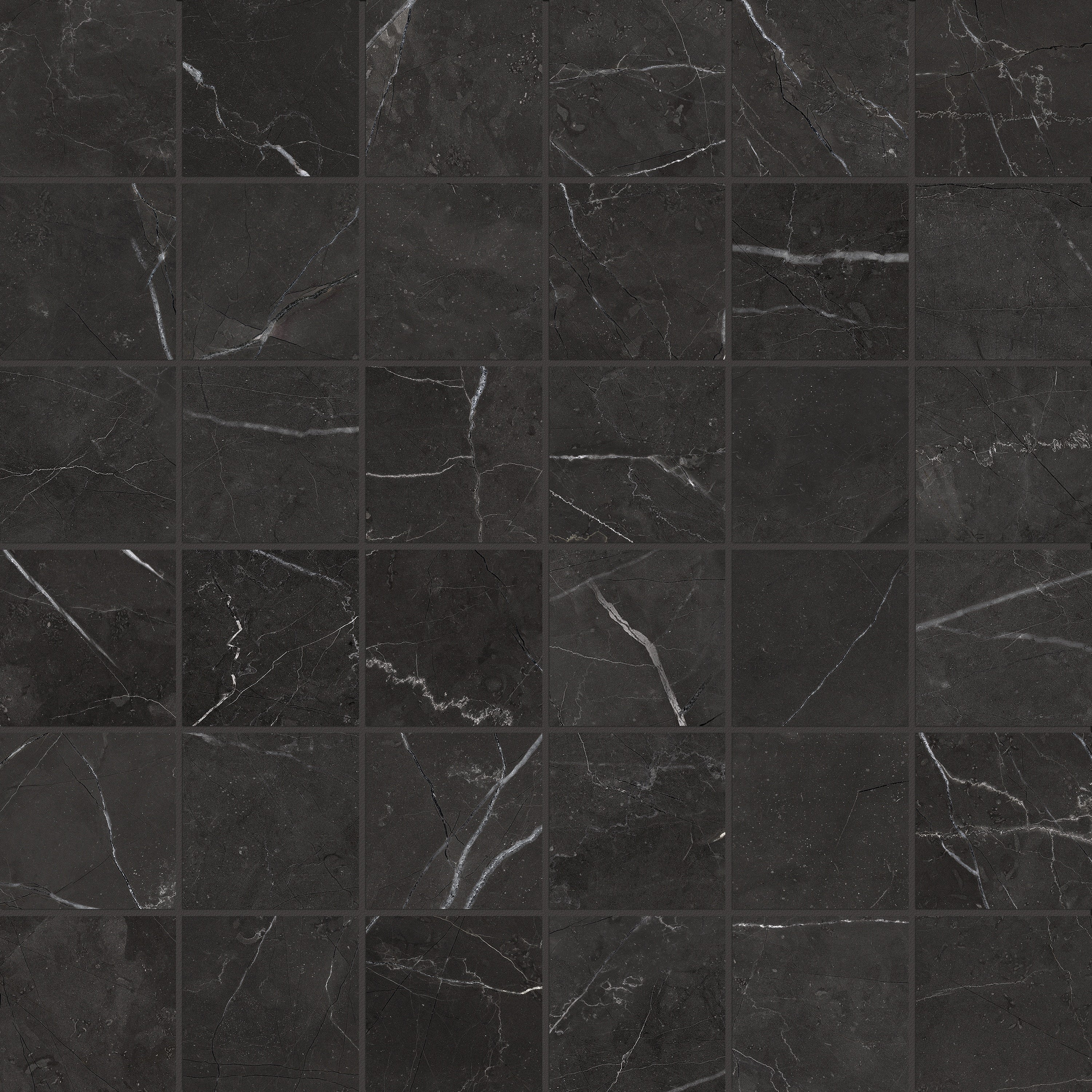 LA MARCA: Nero Venato 2x2 Porcelain Mosaic (11 25/32"×11 25/32"×11/32" | Honed | Rectified)