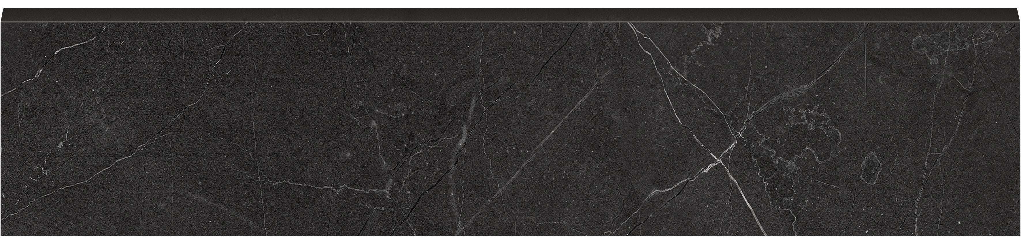 La Marca Nero Venato porcelain trim by Anatolia, top-down product view, 3"×12"×11/32" size. Premium porcelain for floors and walls.