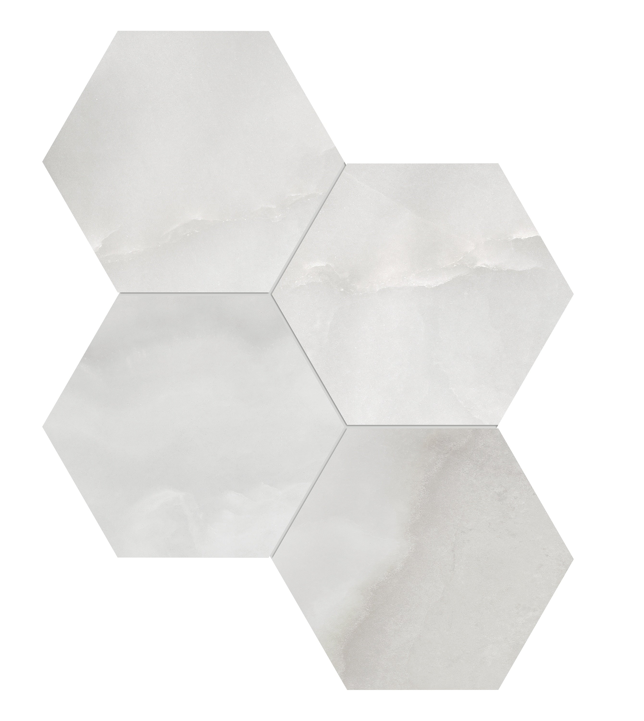 LA MARCA: Onyx Nuvolato 6 Hexagon Porcelain Mosaic (9 31/32"×11 1/2"×11/32" | Honed | Rectified)